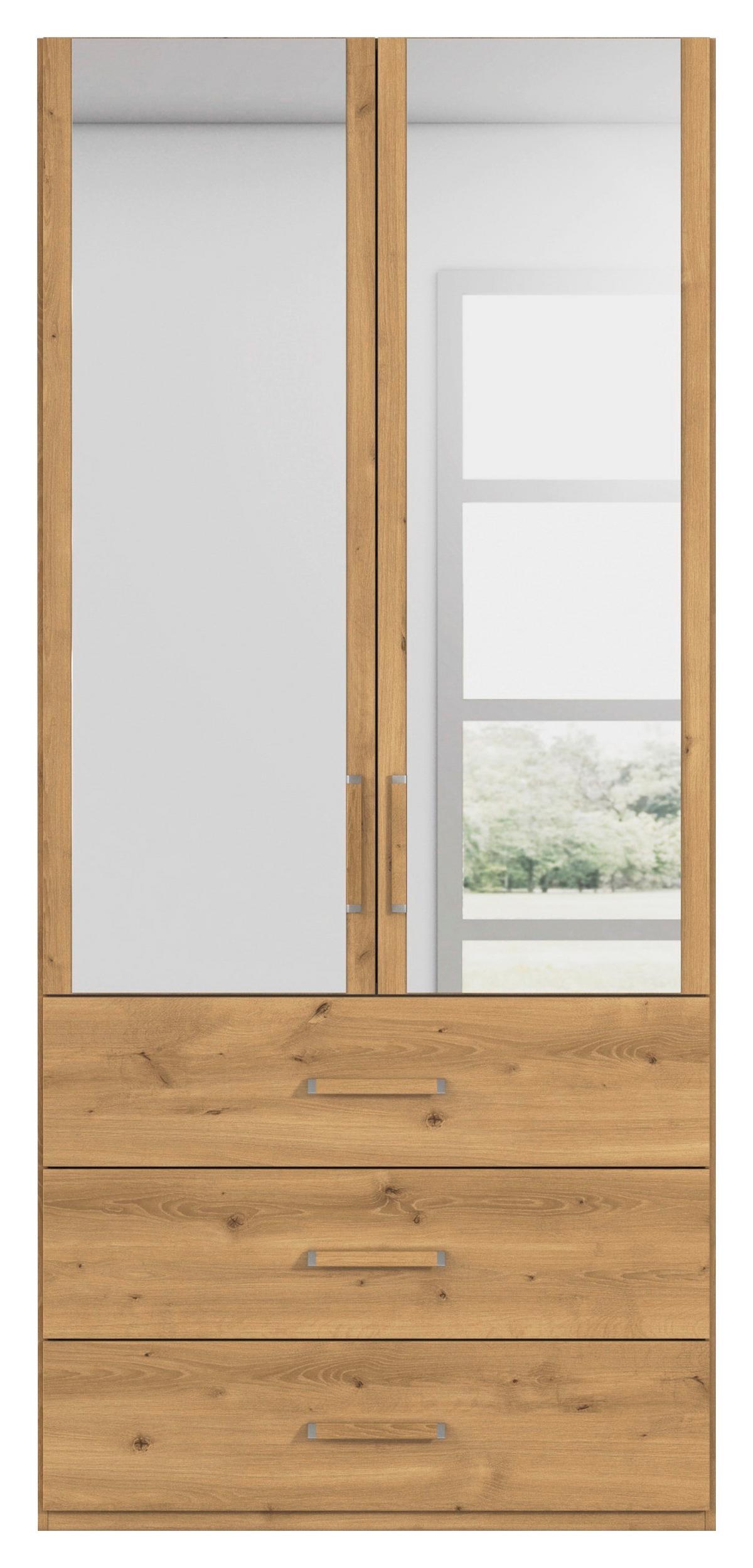 Omara S Klasičnimi Vrati Evelyn, Barva Hrasta - barve hrasta, Design, umetna masa/steklo (101/223/60cm) - Novel