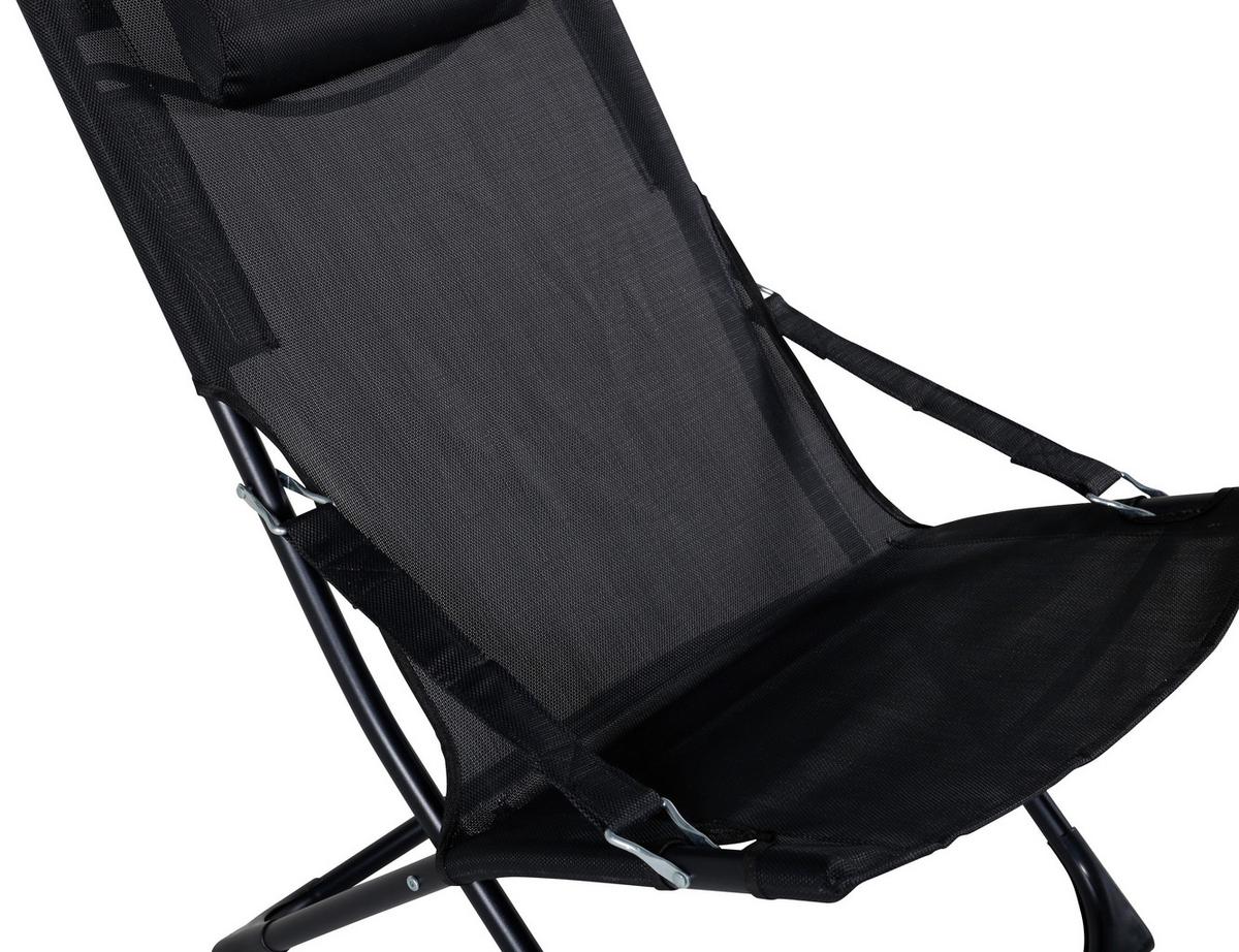 STRANDSESSEL SEVILLE - Schwarz, KONVENTIONELL, Textil/Metall (63/89/84cm) - Gardenson