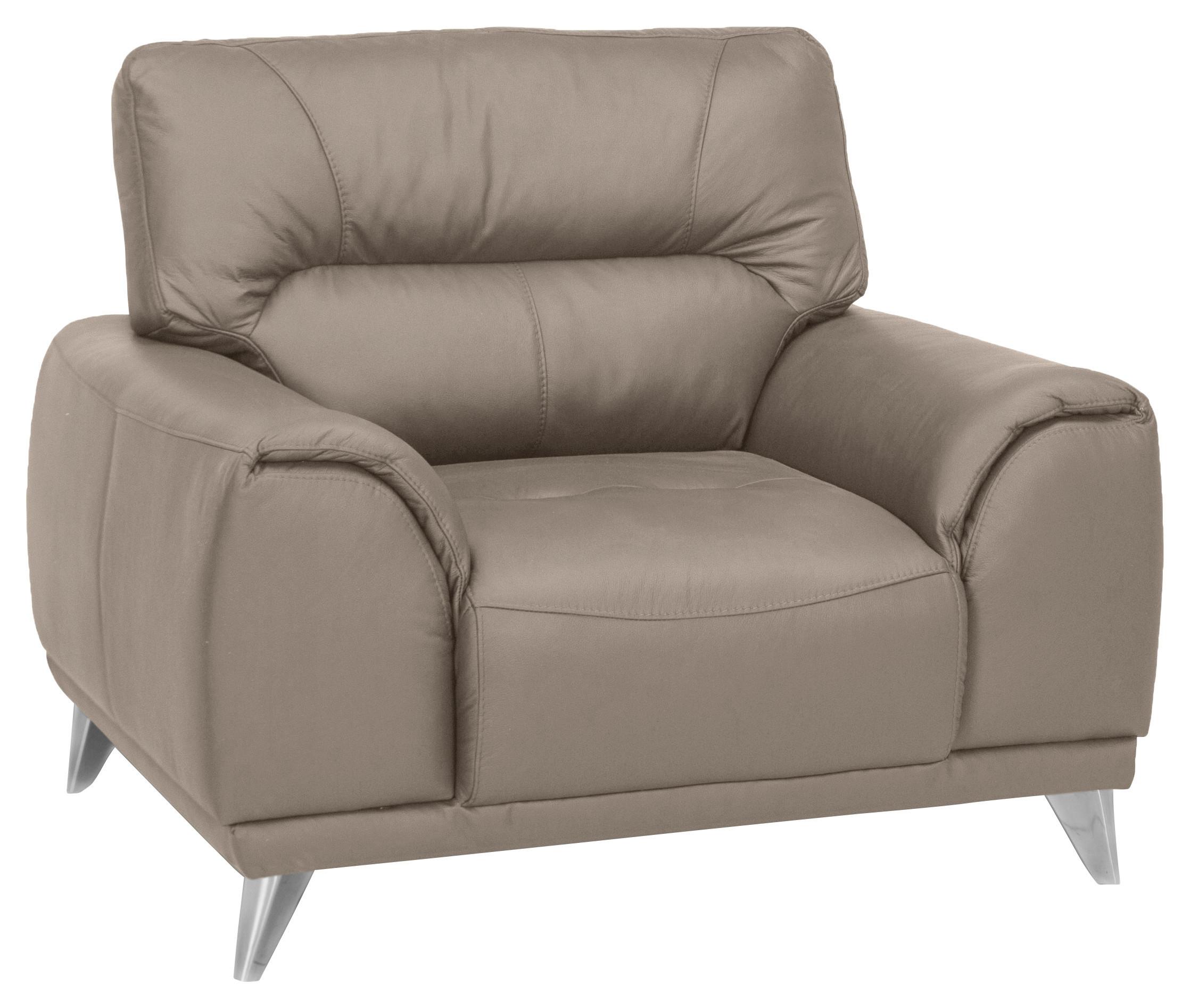 Fernsehsessel "Frisco" , sandfarben - Sandfarben/Chromfarben, MODERN, Textil/Metall (112/92/96cm) - MID.YOU