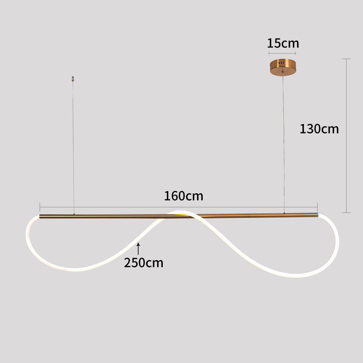 Led-hängeleuchte Lp-2345/1p M Gd Meleca M Gold - Goldfarben, Design, Metall (160/15/130cm)