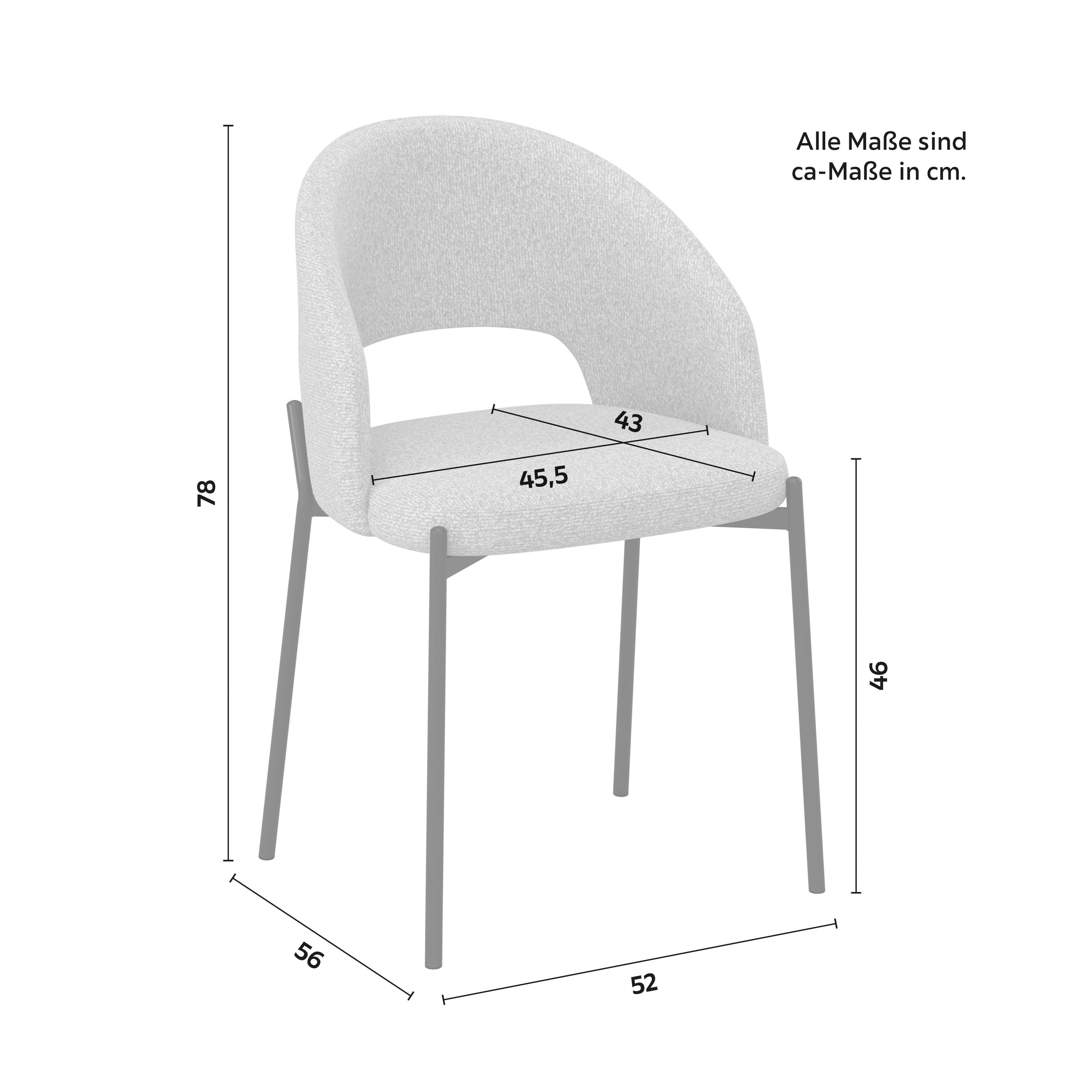 STOL NADIYA - ljusgrå/svart, Modern, metall/trä (52/78/56cm) - Bessagi Home