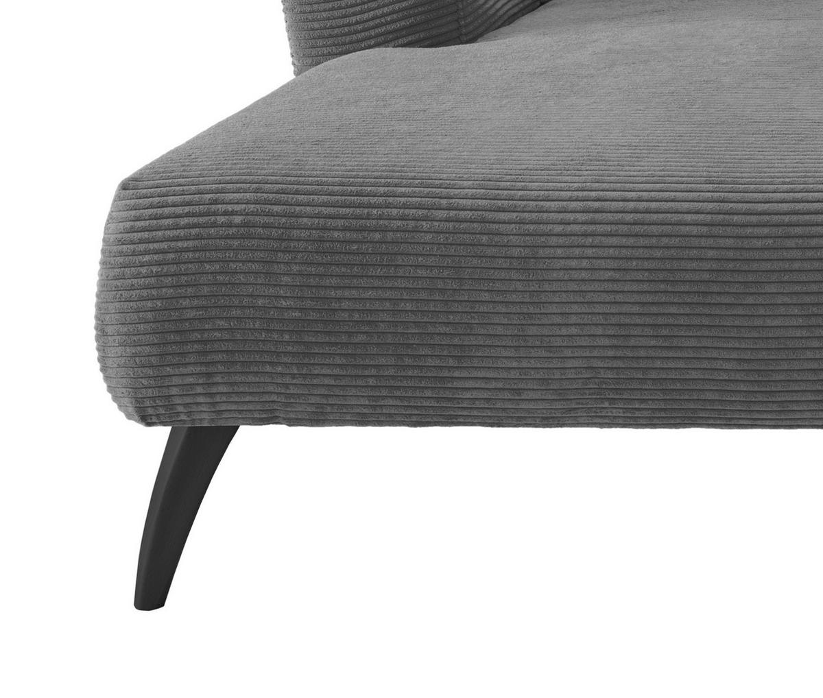 Wohnlandschaft Colori Grau Cord - Schwarz/Grau, MODERN, Holz/Textil (160/264cm) - MID.YOU