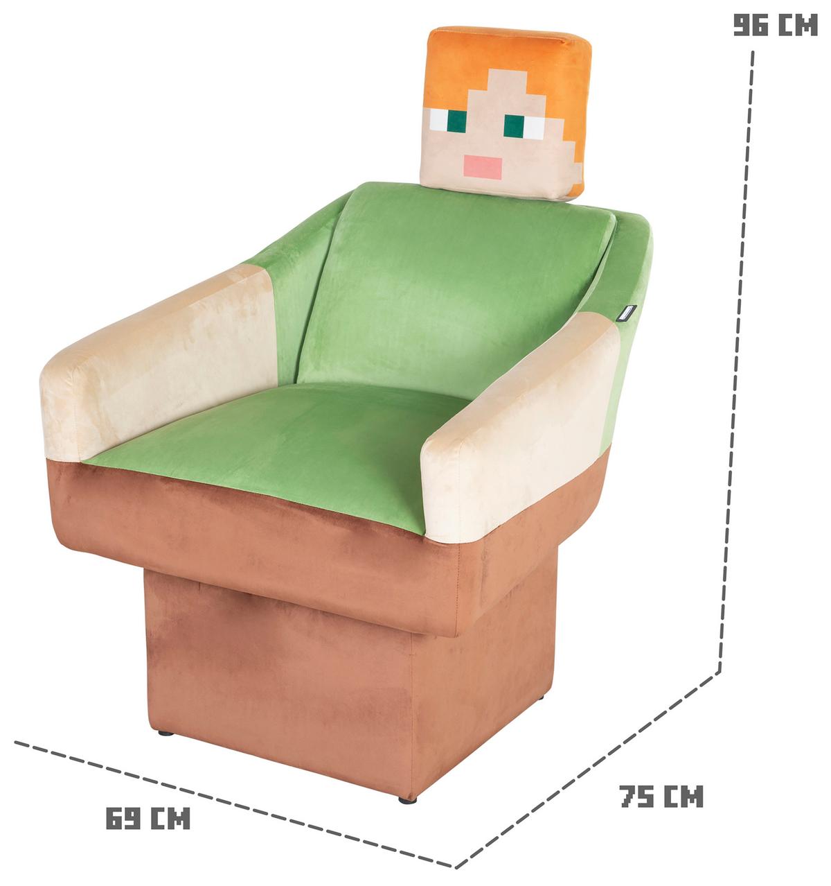 Loungesessel Mincraft Alex ca. 69x96x75 cm Grün/Braun - Multicolor/Grün, MODERN, Holzwerkstoff/Textil (69kg) - Minecraft