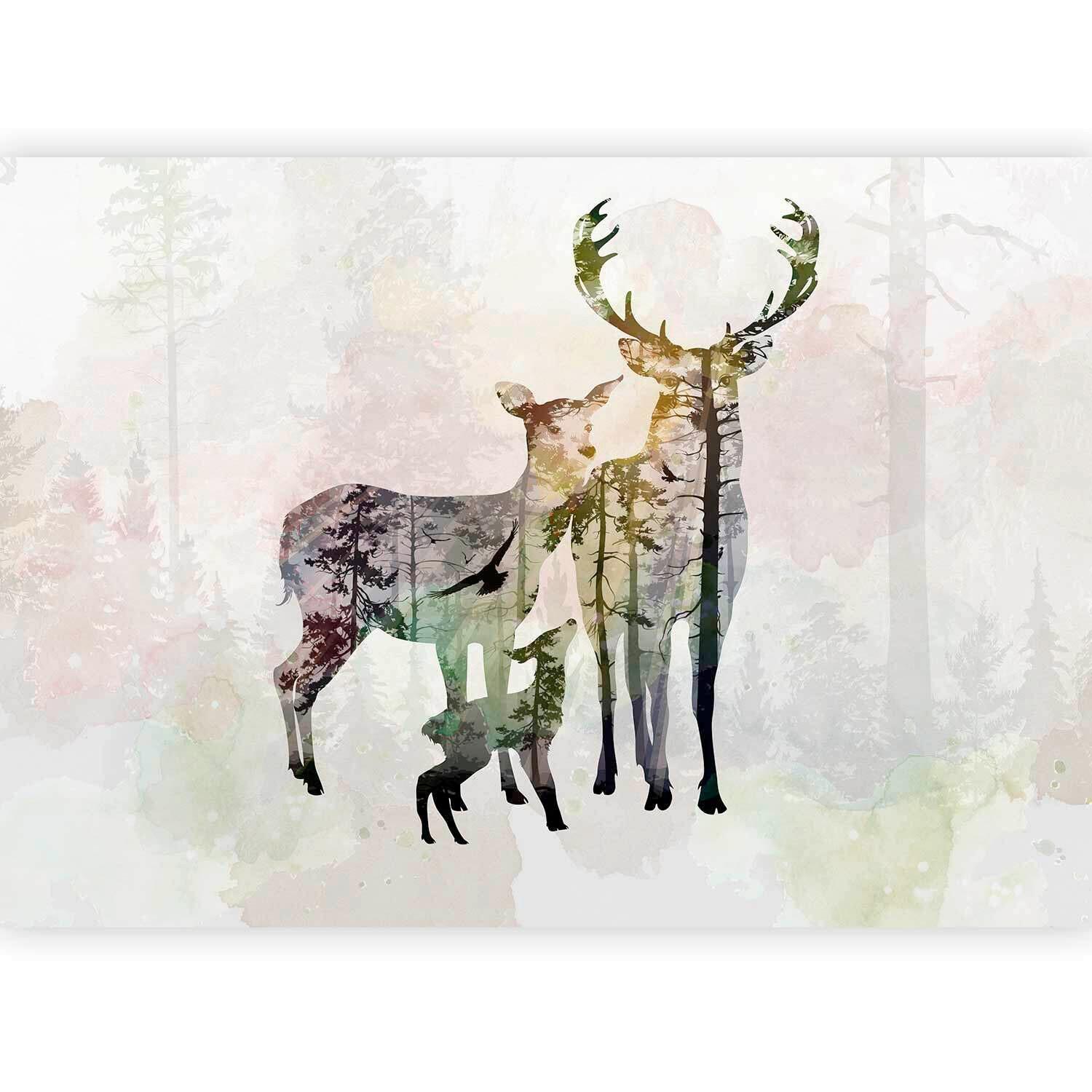 Fotótapéta Forest Family - többszínű/fehér, Lifestyle, textil (200/140cm) - artgeist