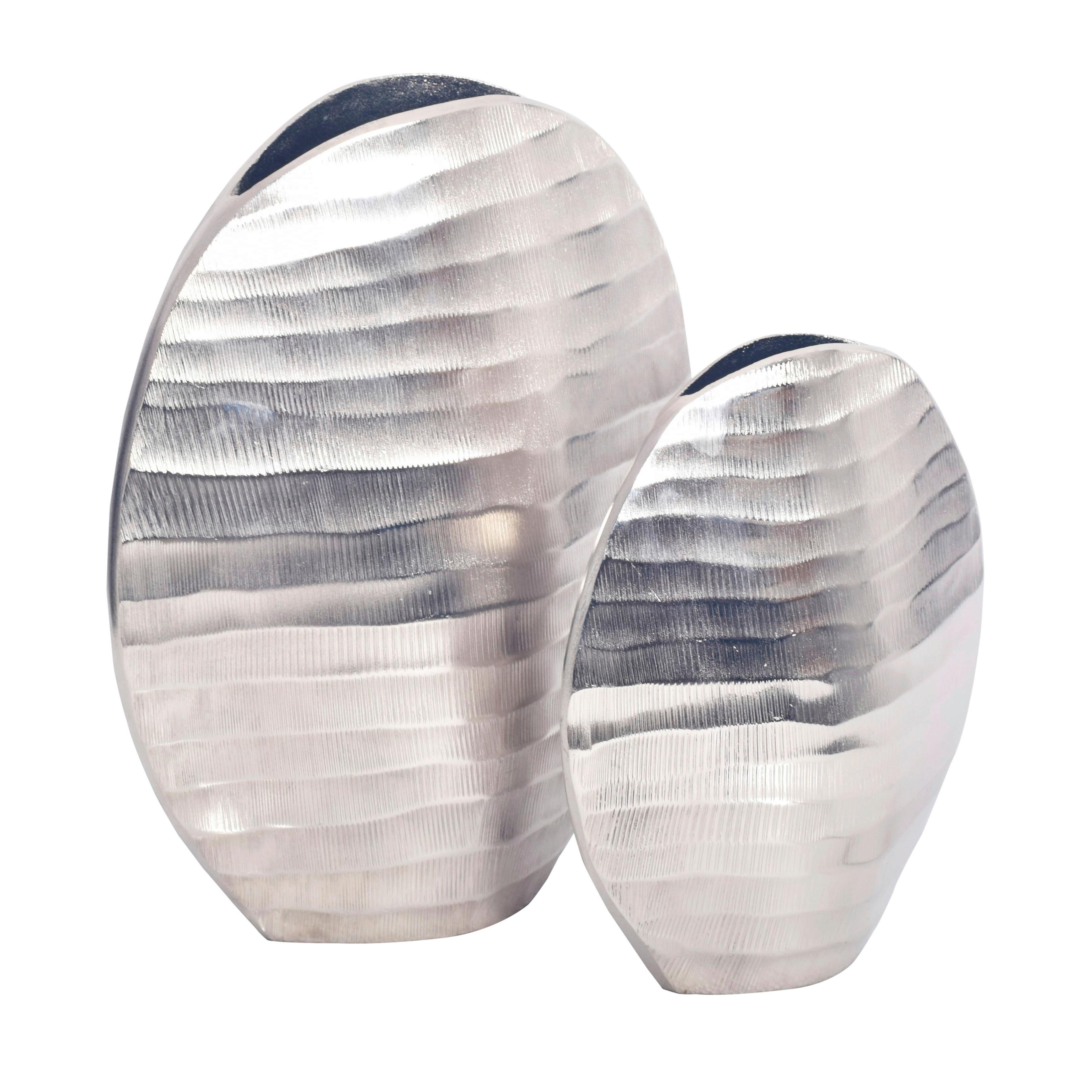 DEKOVASE Dekovase 2er Set Silber - Silberfarben, Design, Metall (26/30,5/14cm) - Livetastic