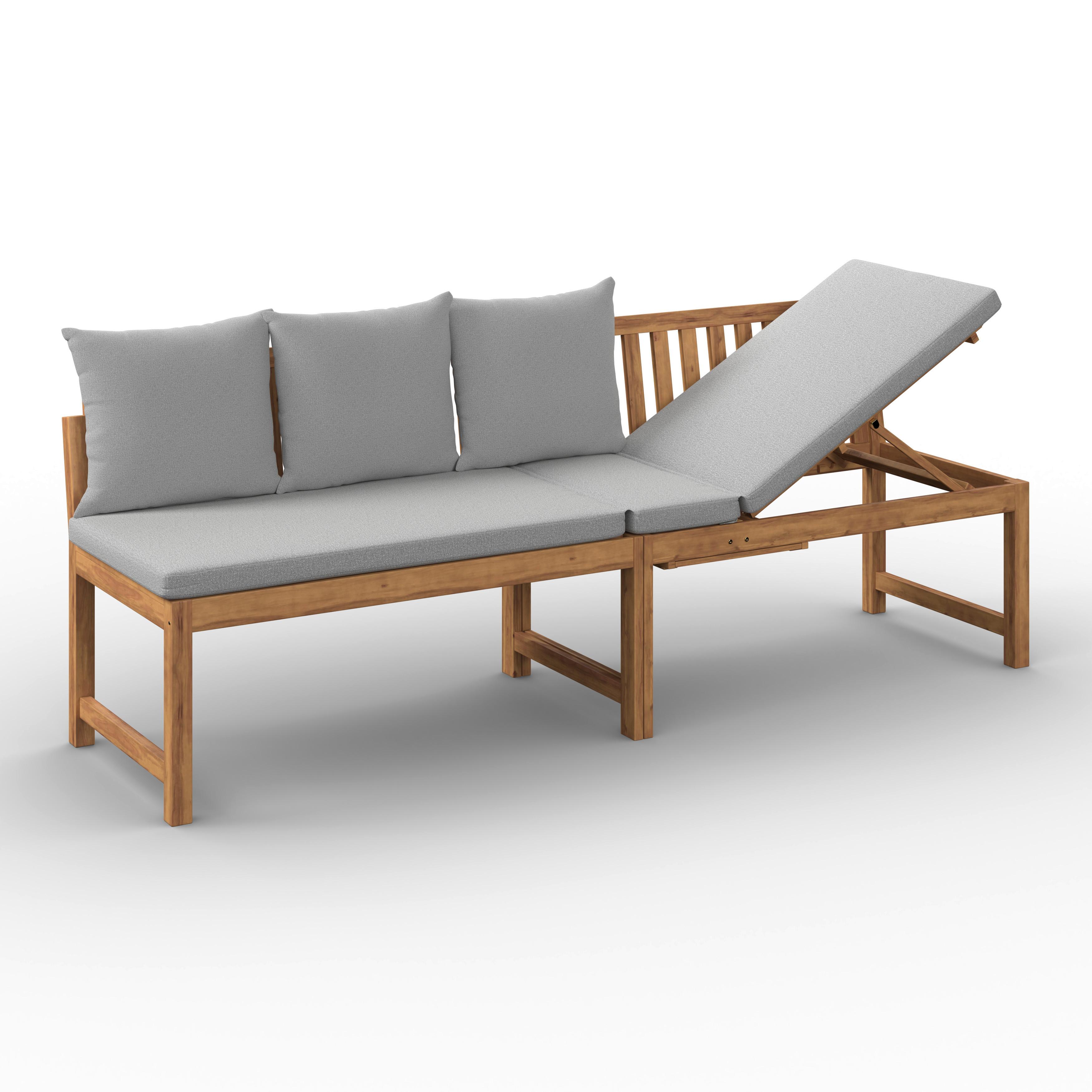 Vrtna Klop Junoa, Siva, Les Akacije - siva, Moderno, tekstil/les (200/75/60cm) - Bessagi Garden