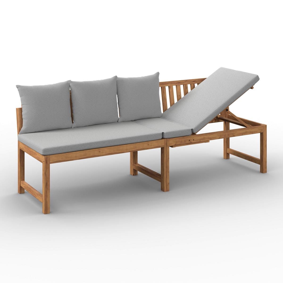 Klupa Junoa - siva/boje bagrema, Moderno, drvo/tekstil (200/75/60cm) - Bessagi Garden