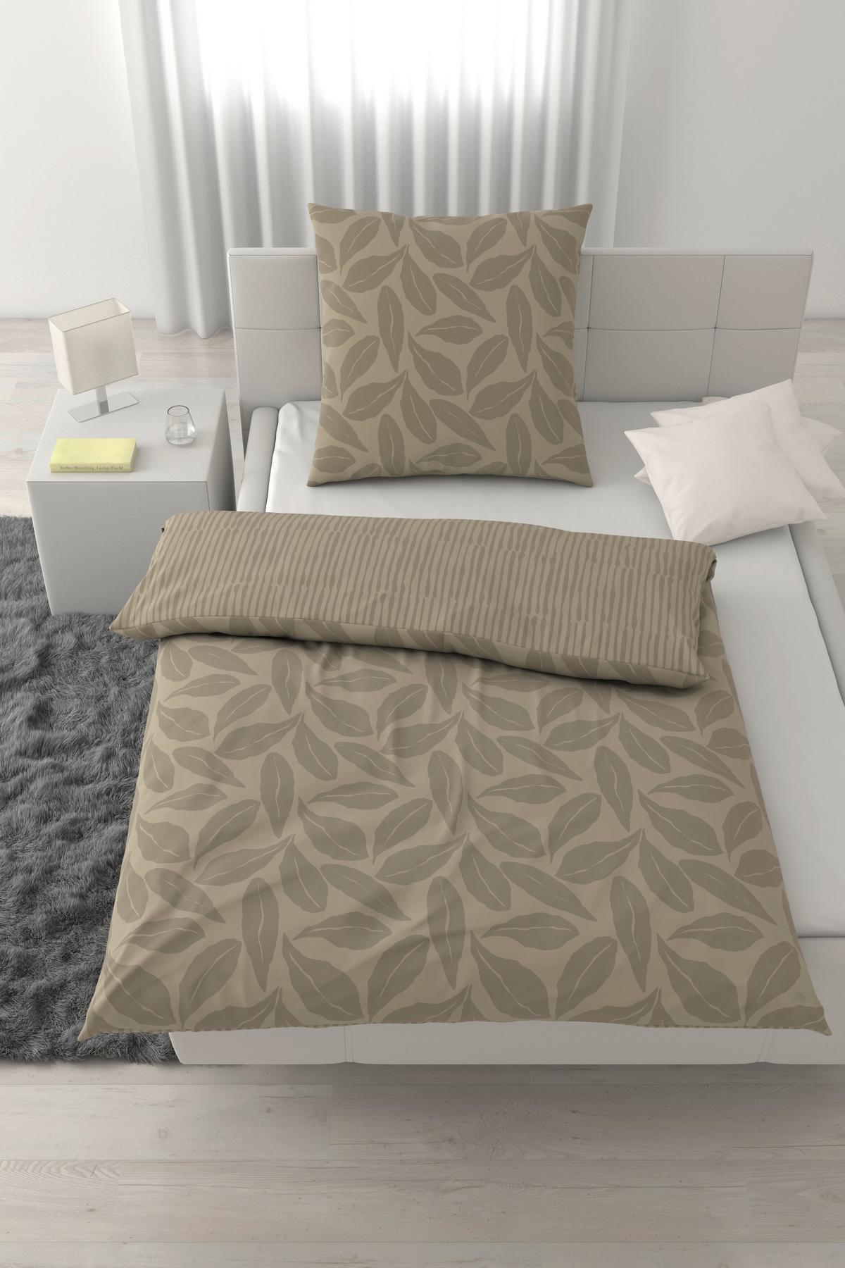 Bettwäsche Nature Home Wende Grün ca. 135x200cm - Grün, Textil (135/200cm) - Mömax