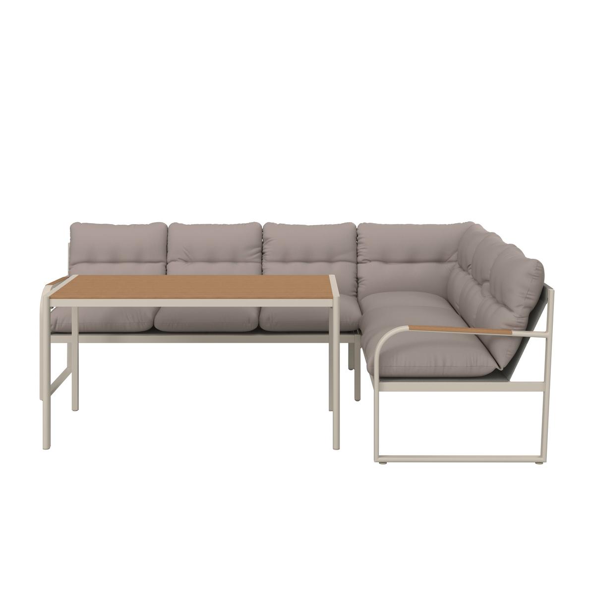 Lounge Garnitura Florenz 3, Svetlo Siva, 2-Delno - barva tikovine/svetlo siva, Moderno, kovina/umetna masa - Mömax