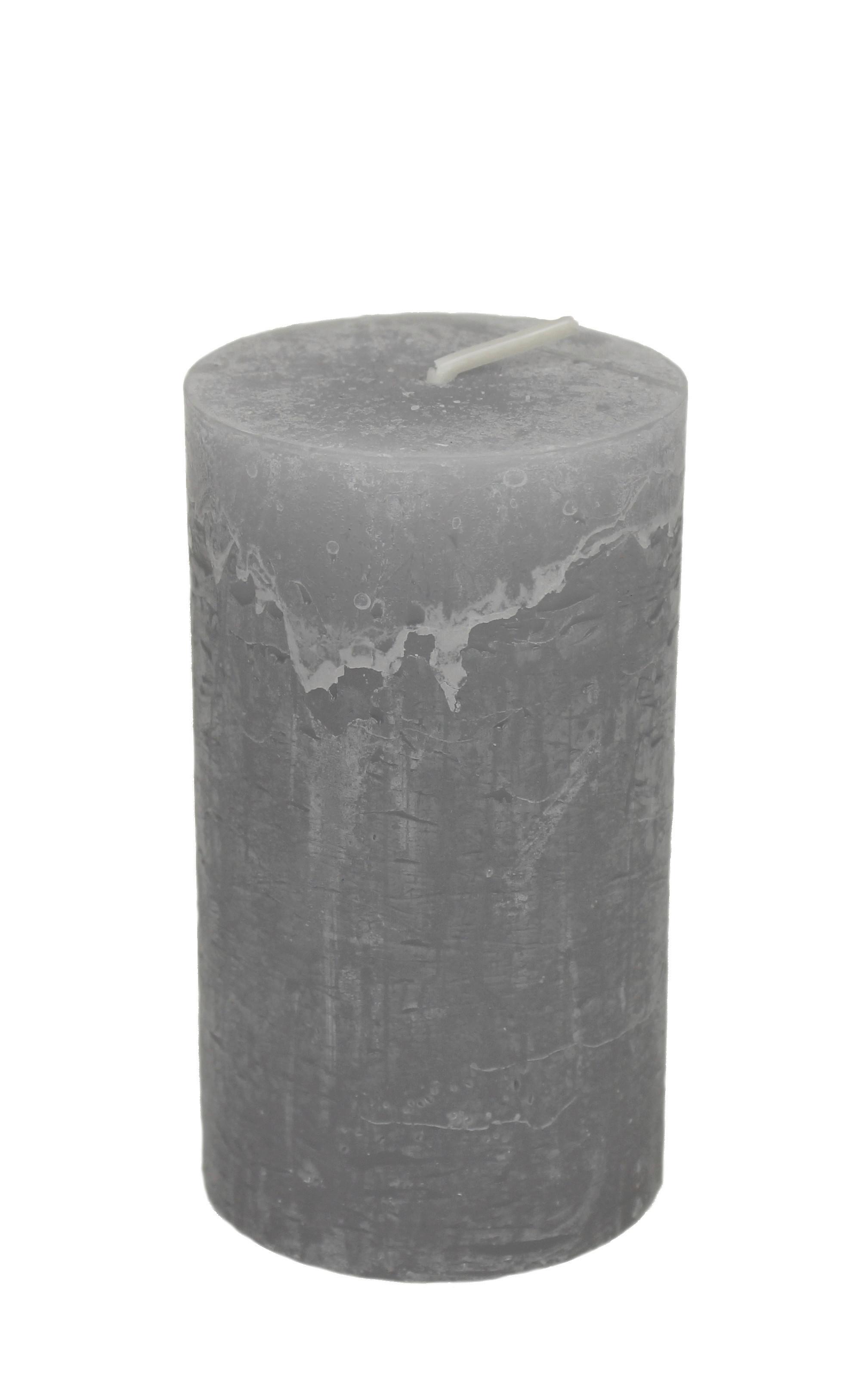 Stumpenkerze Lia Hellgrau - Hellgrau, MODERN (6,8/12cm) - Premium Living