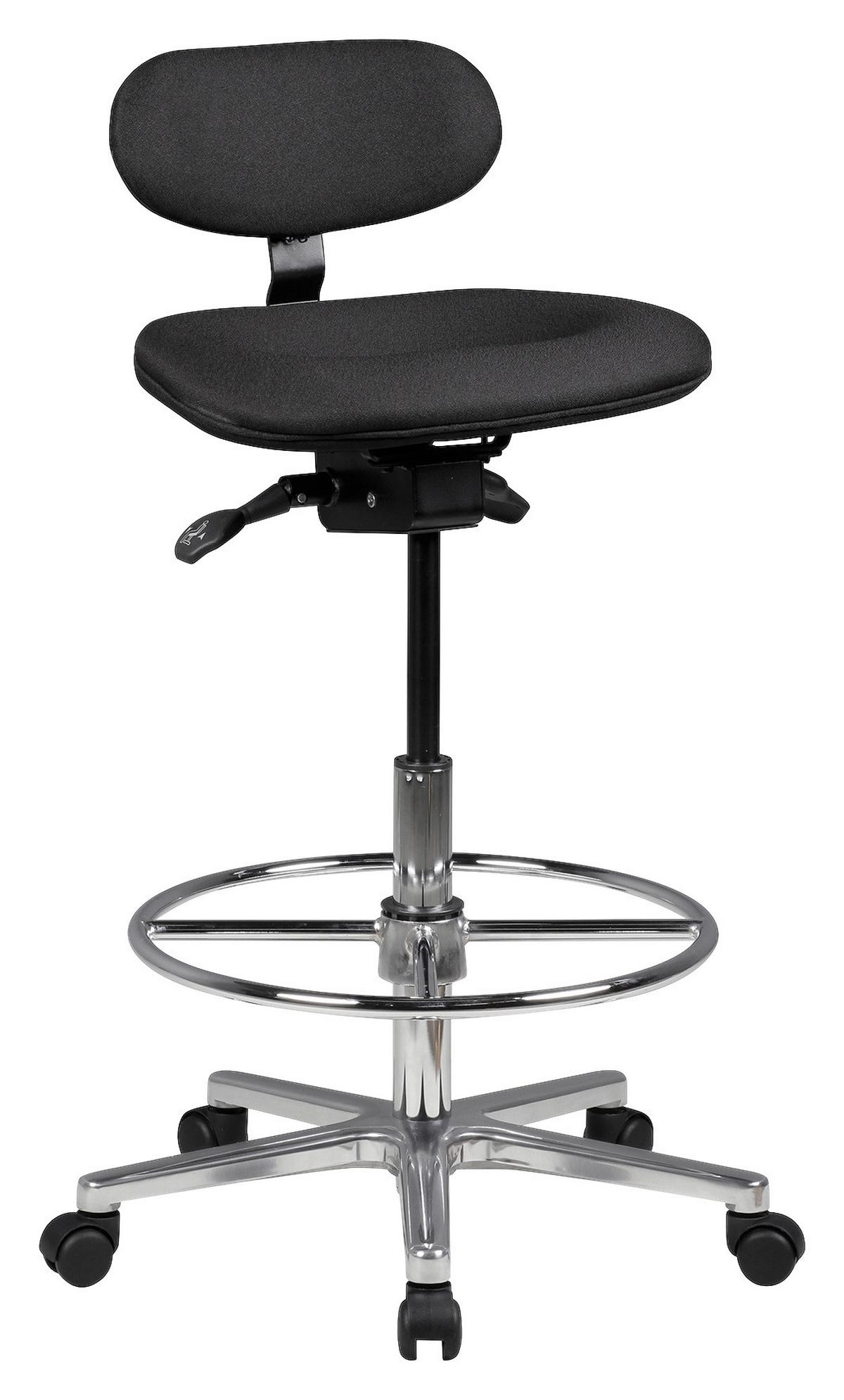 Irodai Ülőke Louis - fekete/alumíniumszínű, Konventionell, műanyag/textil (60cm) - MID.YOU