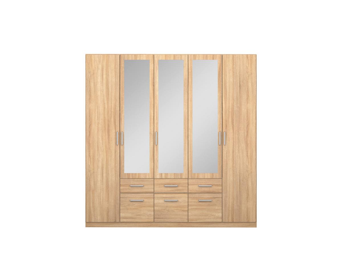 Drehtürenschrank Bingen Eichefarben - Alufarben/Sonoma Eiche, MODERN, Holzwerkstoff/Kunststoff (226/229/54cm) - Rauch Möbel