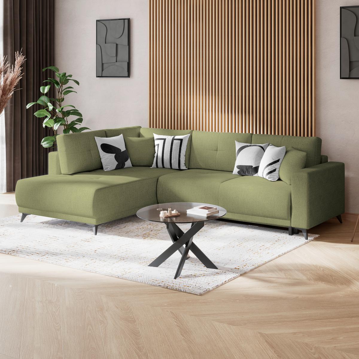 Kutna Garnitura Texas - zelena/crna, Konvencionalno, drvo (203/259cm)