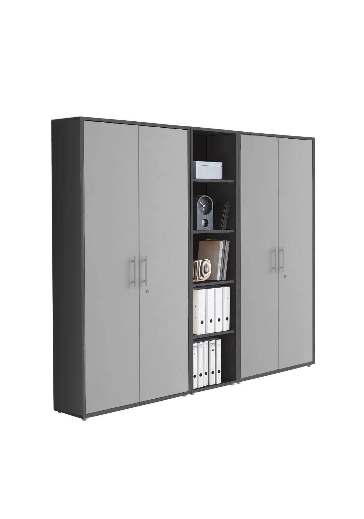 AKTENSCHRANK OFFICE EDITION - SW SET 10 - Anthrazit/Hellgrau, MODERN, Holzwerkstoff (212,9/185,6/33cm) - MID.YOU