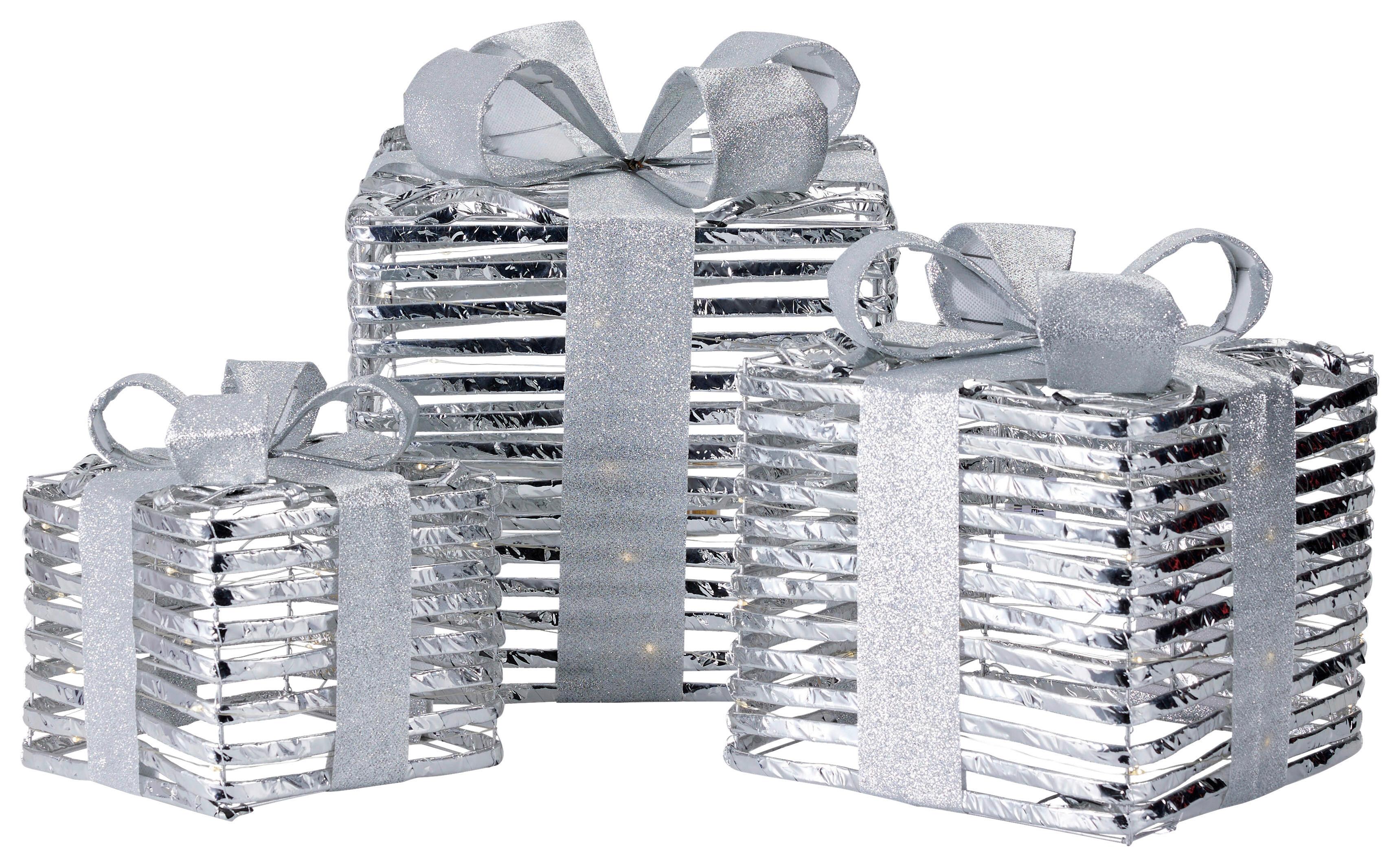 Geschenkboxenset Noel Silberfarben - Silberfarben, Basics, Kunststoff/Metall