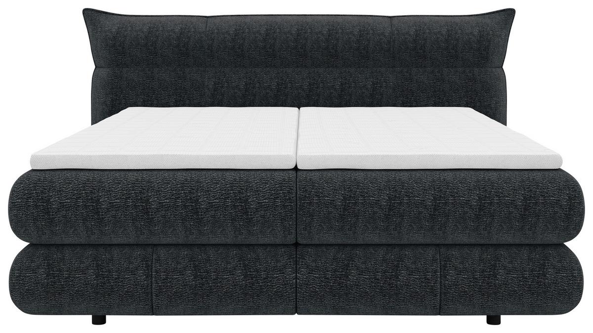 Boxspringbett Auris Schwarz ca. 180x200cm - Schwarz, KONVENTIONELL, Kunststoff/Textil (180/200cm) - Sembella