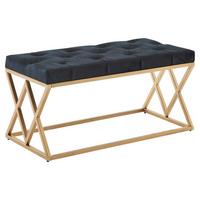 Sitzbank Wohnling ca.90x46x44cm Textil Schwarz - Goldfarben/Schwarz, Design, Textil/Metall (90/46/44cm) - MID.YOU