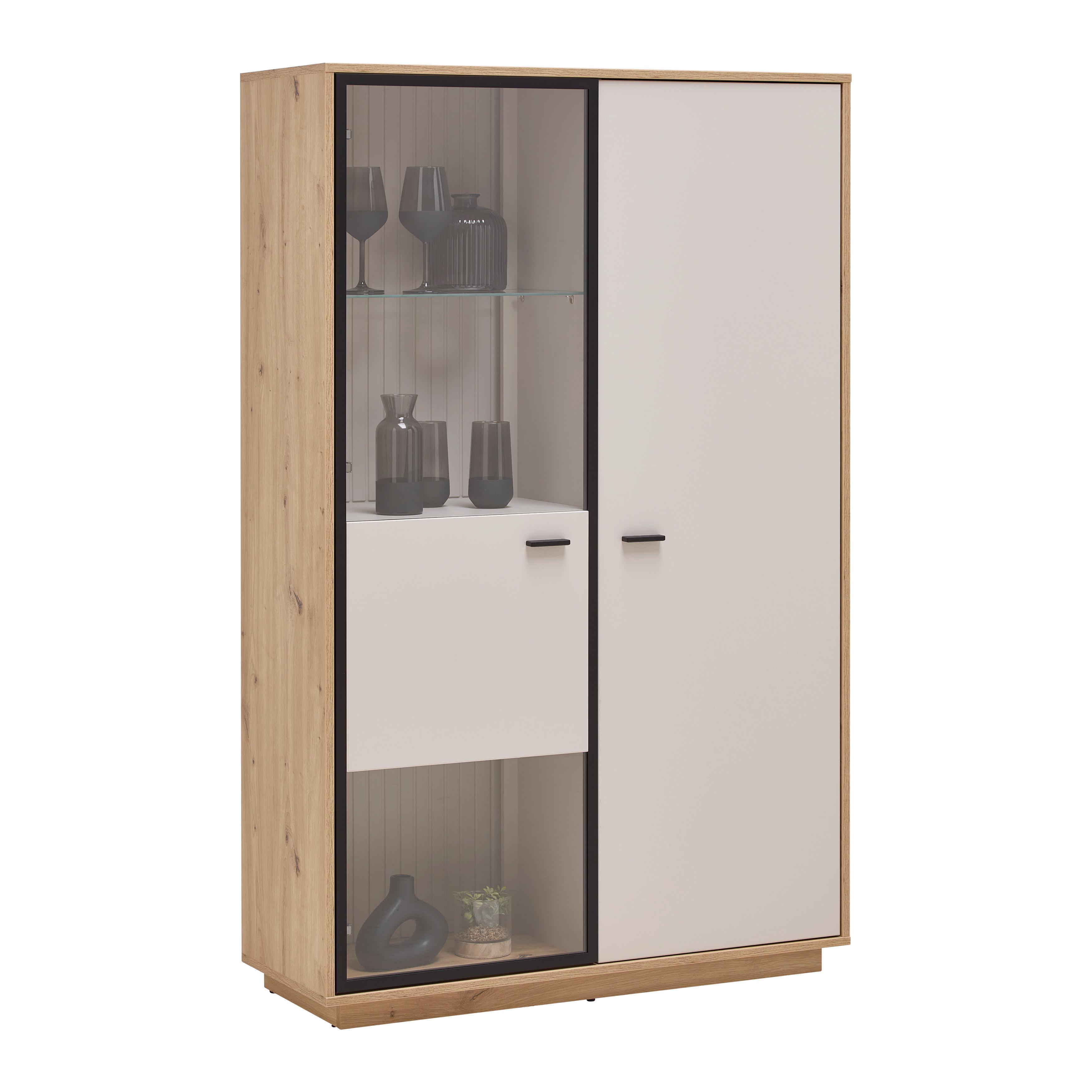 Highboard Cremona Kaschmir/Eiche Artisan - Kaschmir/Schwarz, MODERN, Glas/Holzwerkstoff (100,3/161,7/38cm) - Premium Living
