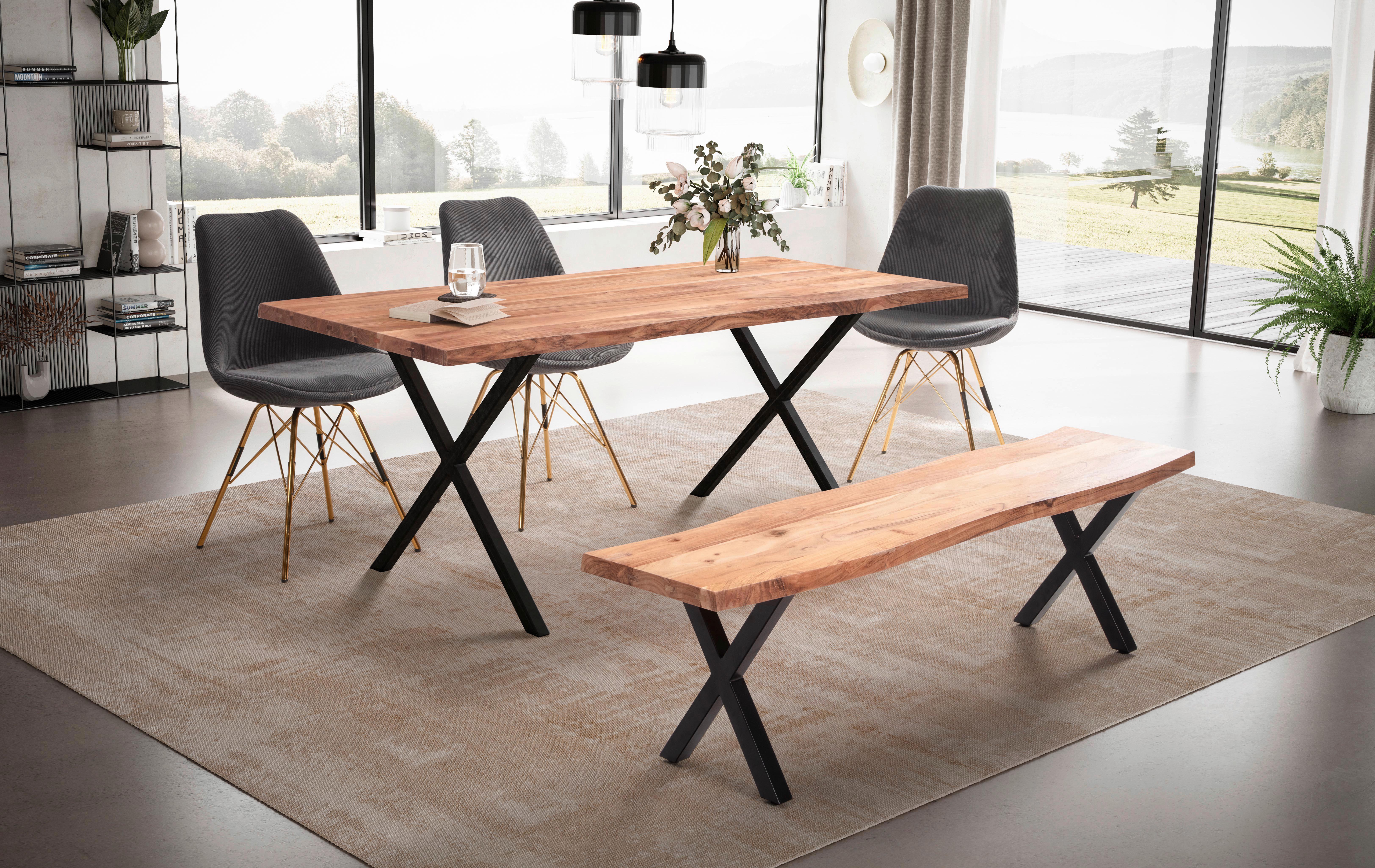 Set Naslanjačev Cara - zlate barve/antracit, Moderno, kovina/tekstil (48/85/58cm) - MID.YOU