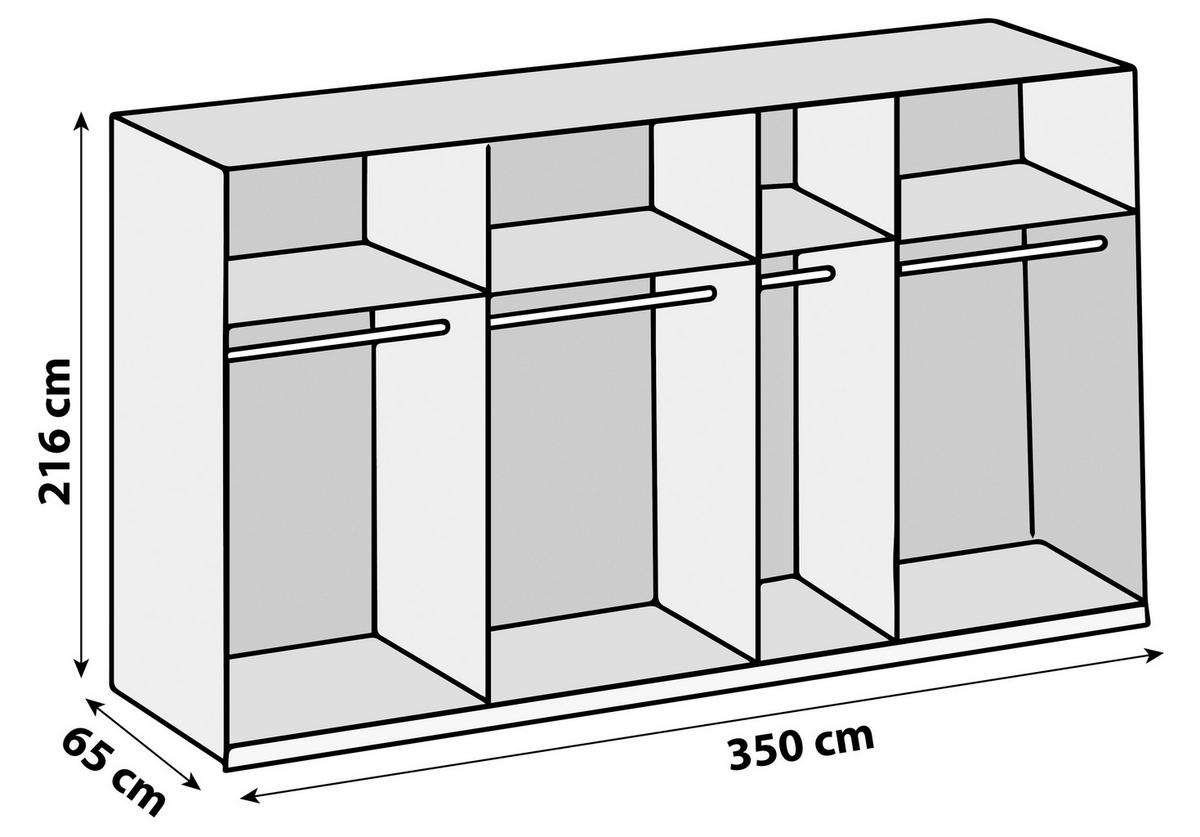 Ormar S Kliznim Vratima Level 36 D - boje hrasta/bijela visoki sjaj, Moderno, drvni materijal/metal (350/216/65cm) - Modern Living