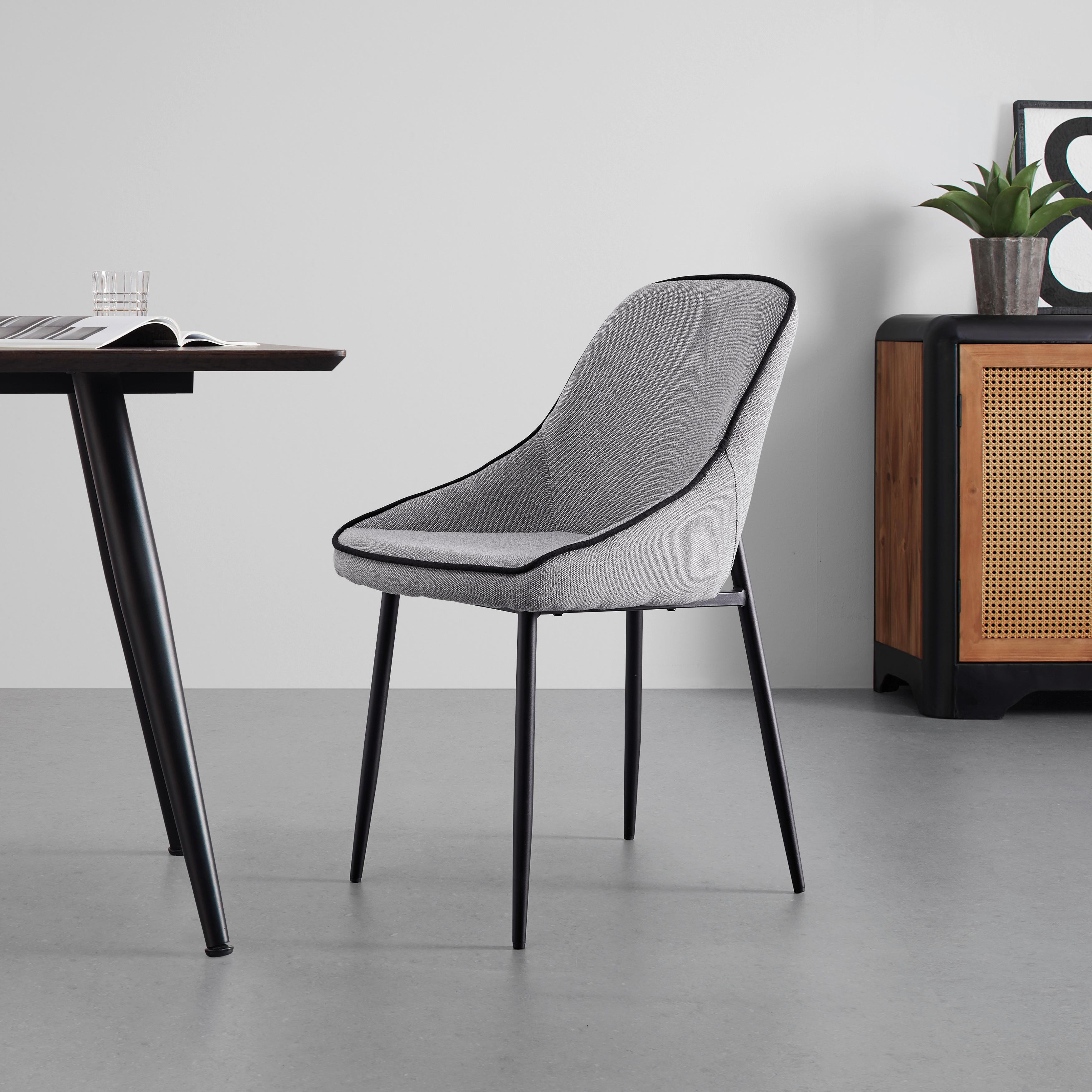 KRZESŁO JANA - jasnoszary/czarny, Modern, metal/tkanina (50/84,5/59cm) - Bessagi Home