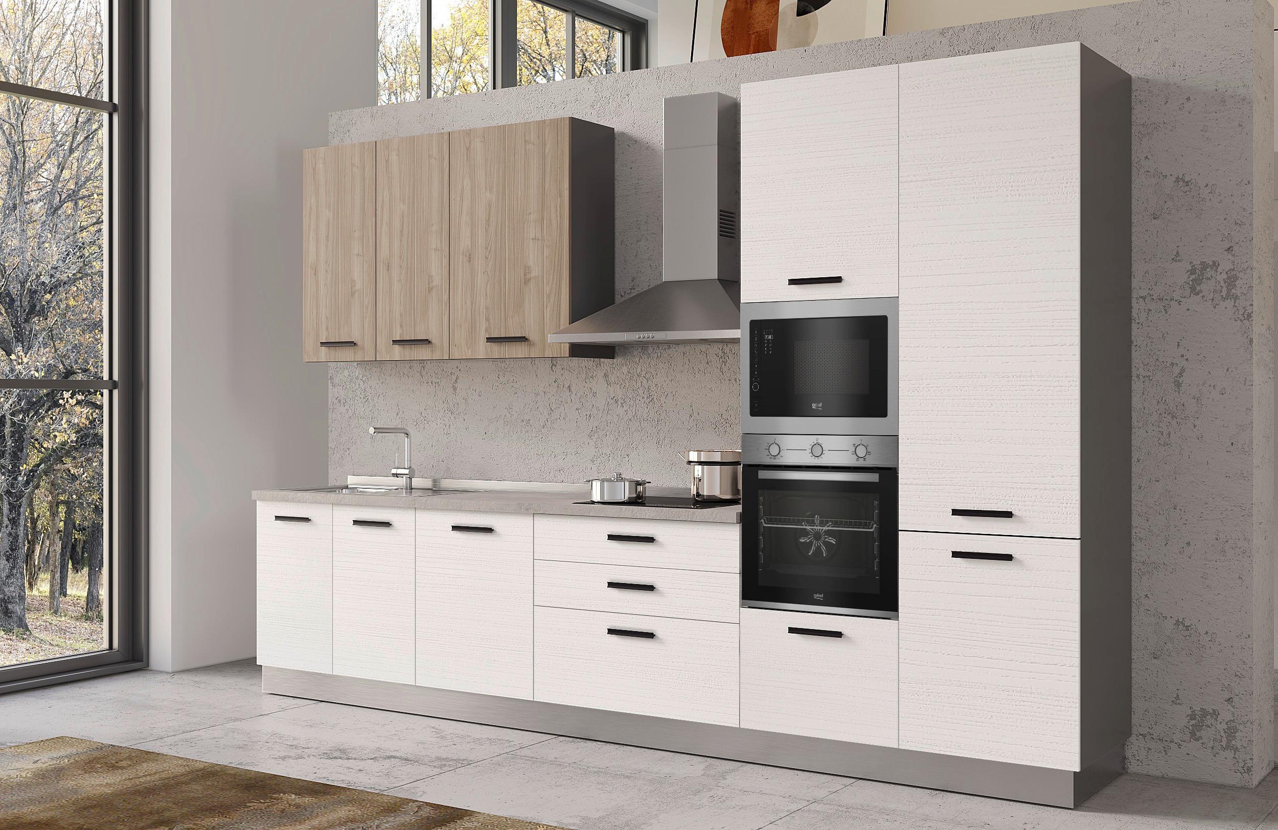 Blok Kuhinja Sa Uređajima Vania 360bco.frass/noce Ton. - boja hrasta/bela, Moderno, metal/drvo (360/240/60cm) - Mömax