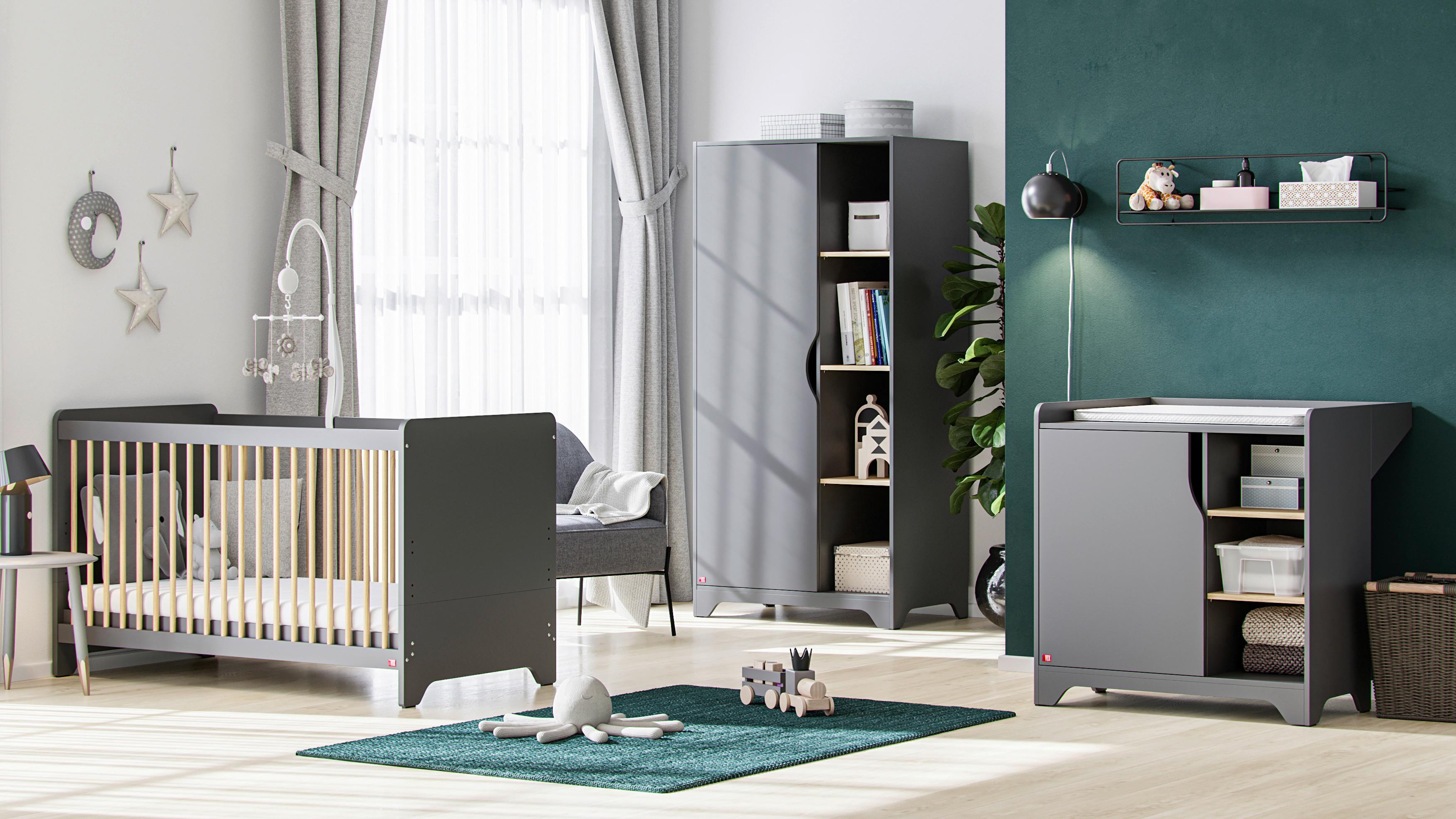 Previjalna Komoda Leaf, Grafit, Hrast - barve grafita, Moderno, leseni material (88,5/89,5/75-44cm) - Modern Living
