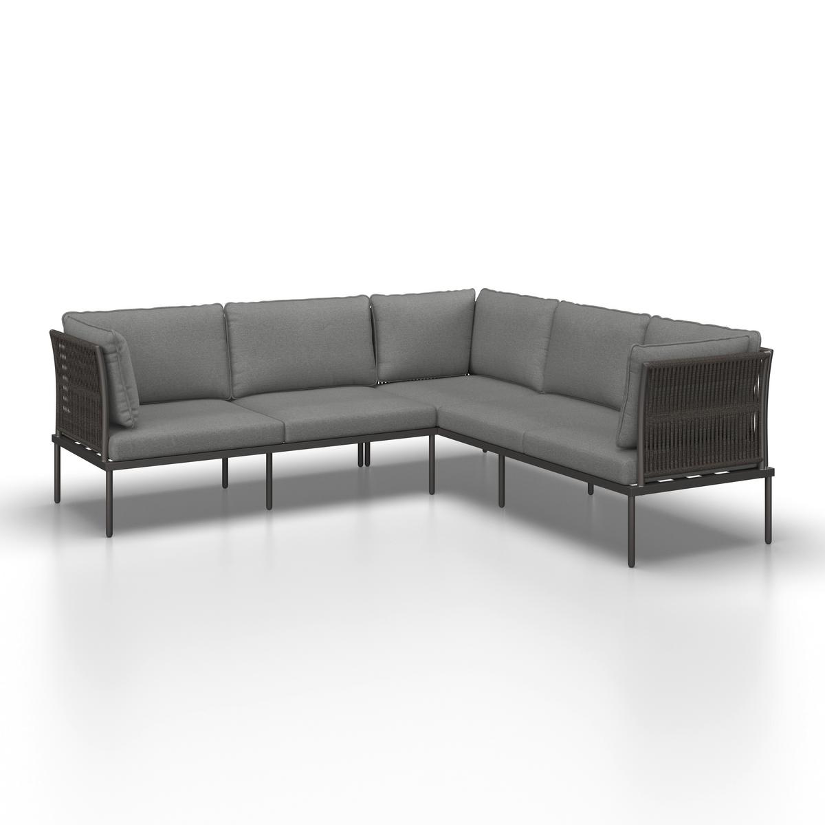 Gartenlounge Elora Hellgrau Textil/Metall - Anthrazit/Hellgrau, Modern, Textil/Metall (223/75/74cm) - Bessagi Garden
