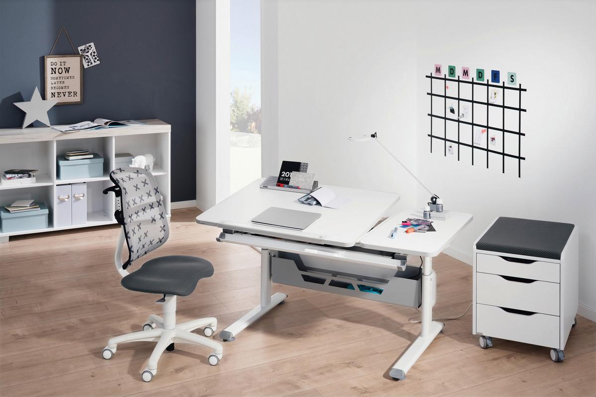BIURKO MŁODZIEŻOWE DIEGO 130 GT - biały, Basics, materiał drewnopochodny/tworzywo sztuczne (130/70/53-79cm) - Paidi