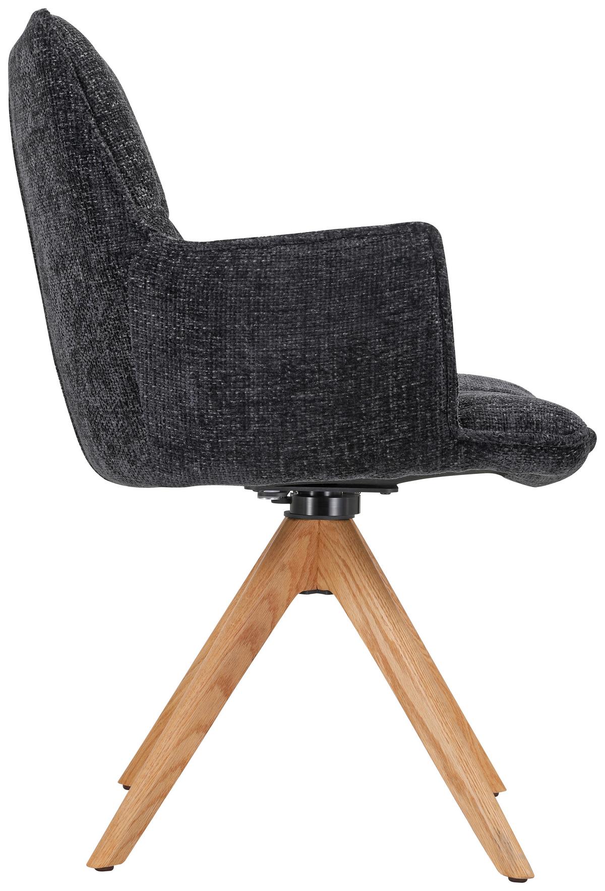 KRZESŁO Z PODŁOKIETNIKAMI OSAKA 4.0 - kolor dębowy/czarny, Design, metal/drewno (59,5/88,5/63cm) - Novel