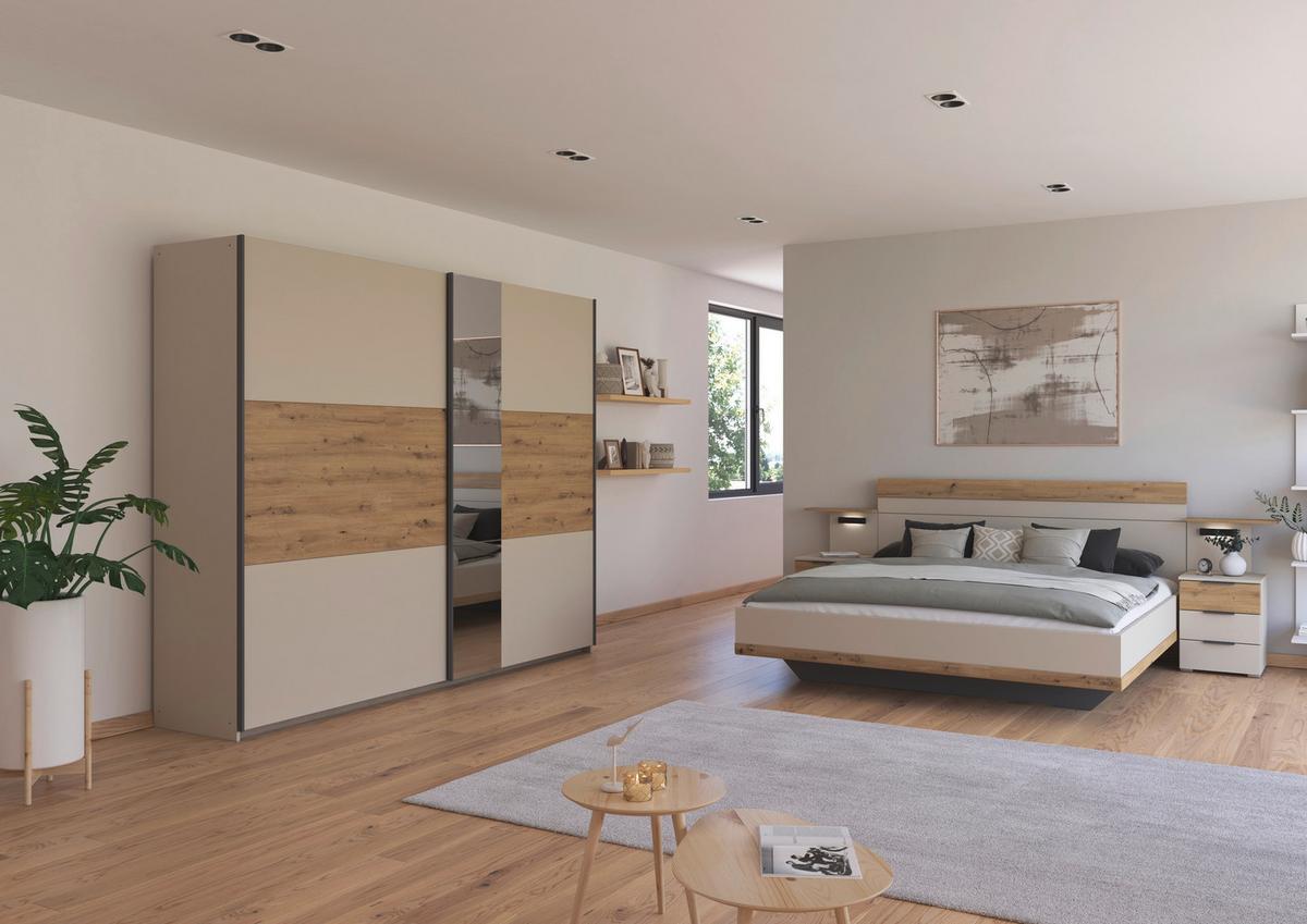 Schwebetürenschrank Ellmau Champagner/Eiche Artisan - Champagner/Eiche Artisan, KONVENTIONELL, Holzwerkstoff/Metall (261/210/59cm) - Premium Living