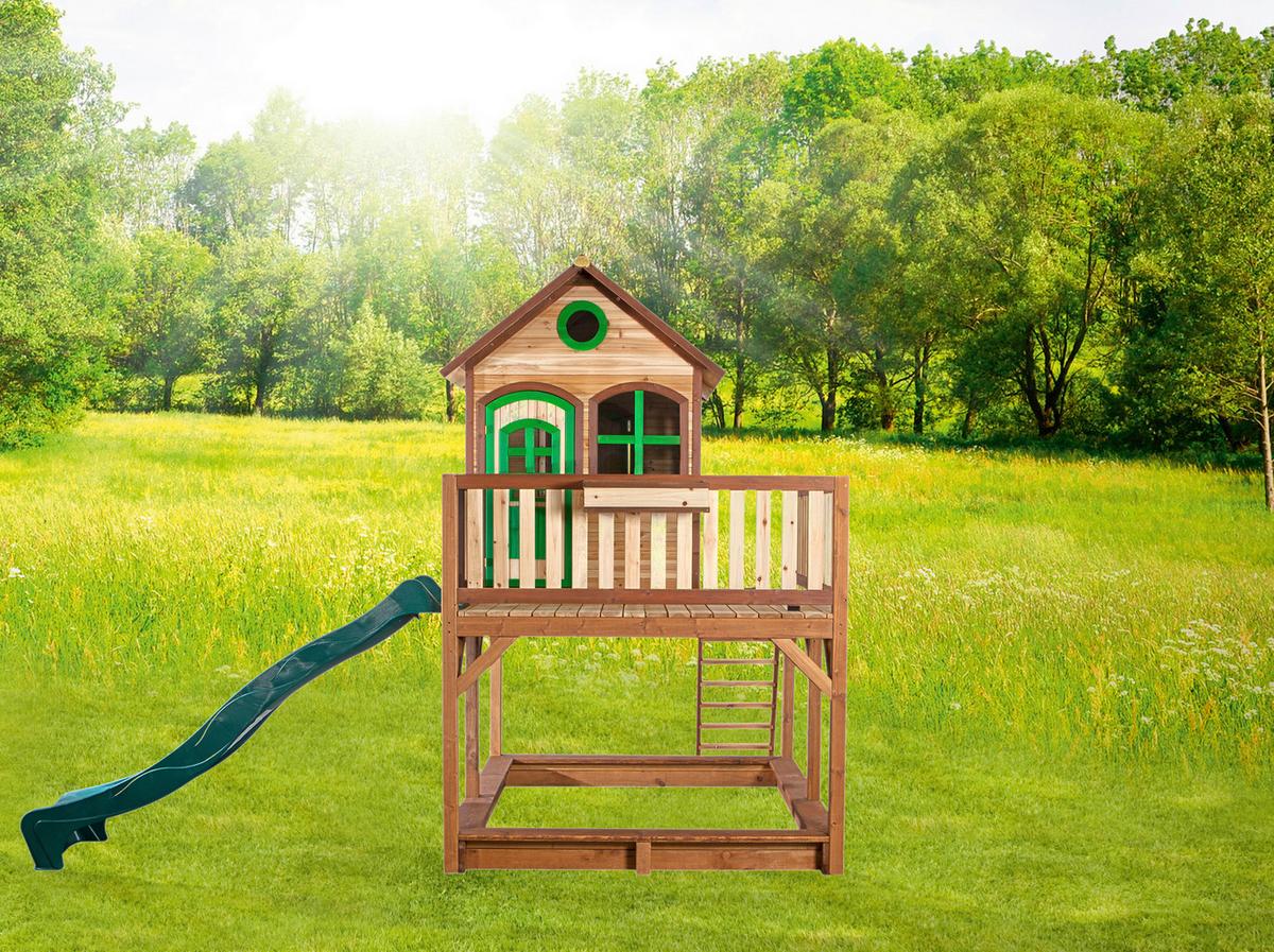 Spielturm Liam aus Tannenholz - Beige/Braun, Basics, Holz/Kunststoff (377/291/255cm) - Ambia Garden