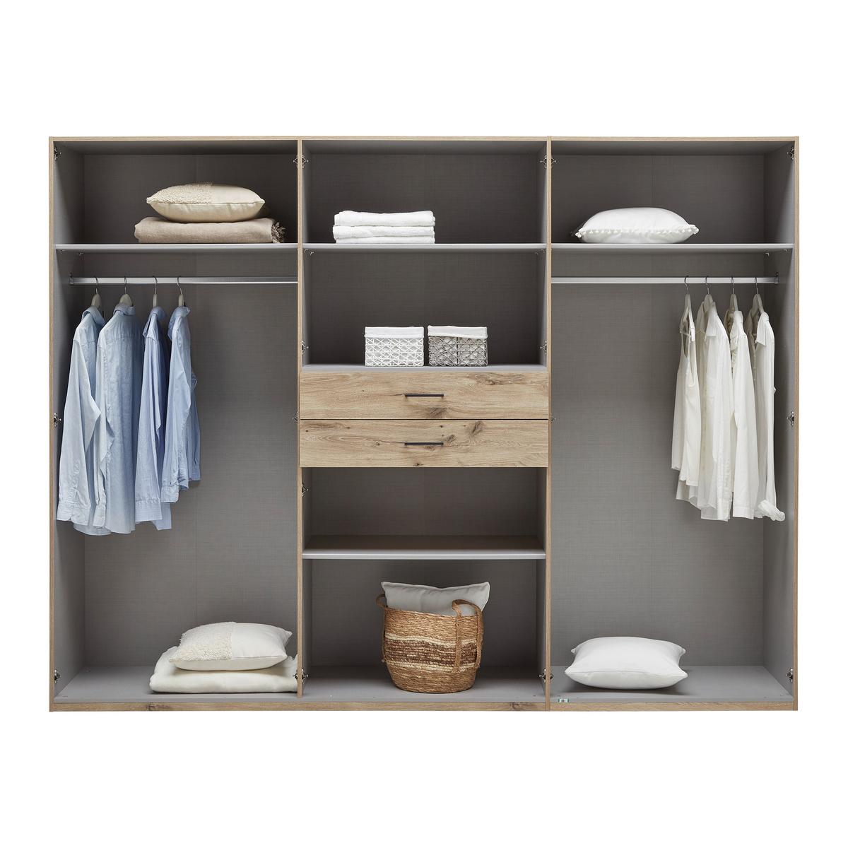 armoire à portes battantes Eichefarben - Eichefarben/Schwarz, Konventionell, Glas/Holzwerkstoff (270/208/58cm) - Mömax