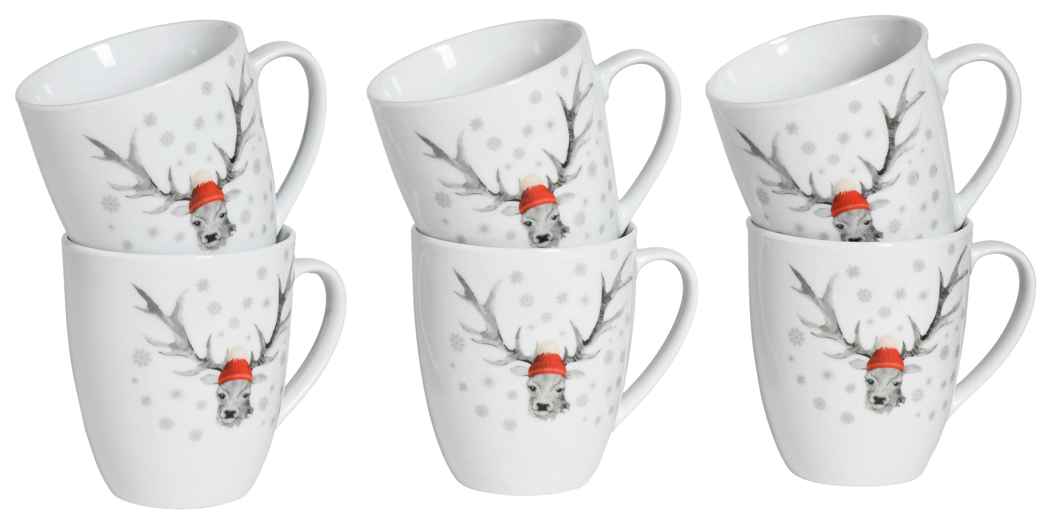 Set Skodelic Christmas Reindeer, 6-Delni - bela, Basics, keramika - Creatable
