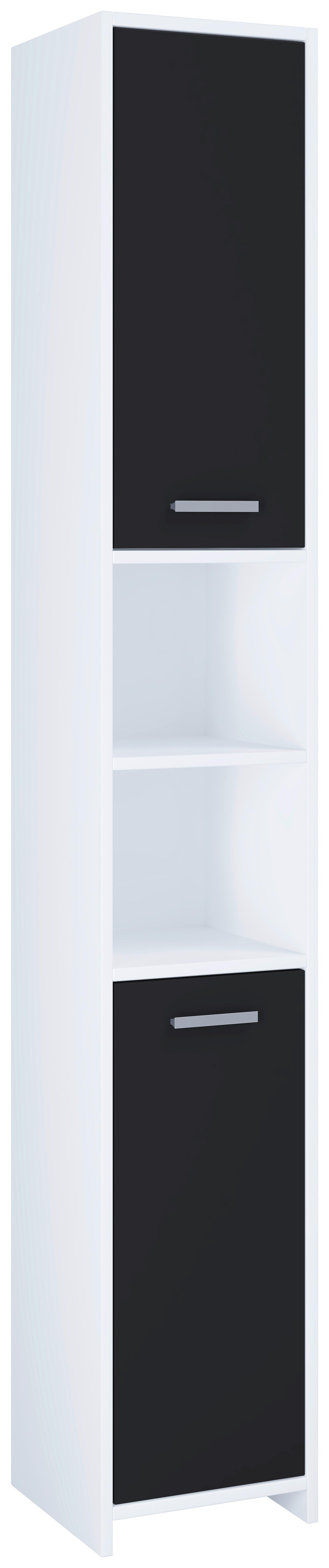 Hochschrank Zalo L ca. 30x180x31 cm Weiß/Schwarz - Schwarz/Grau, MODERN, Holzwerkstoff/Kunststoff (30/180/30,4cm) - MID.YOU