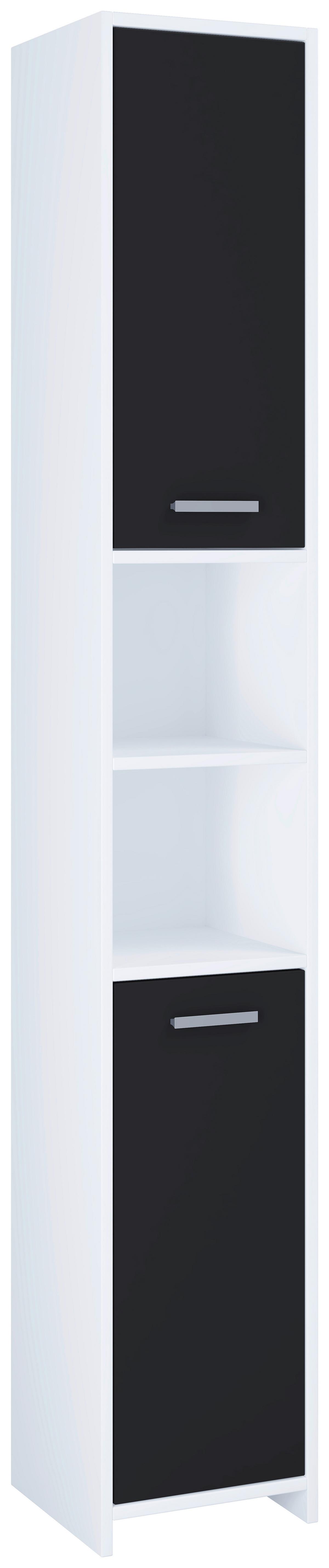 Hochschrank Zalo L ca. 30x180x31 cm Weiß/Schwarz - Schwarz/Grau, MODERN, Holzwerkstoff/Kunststoff (30/180/30,4cm) - MID.YOU