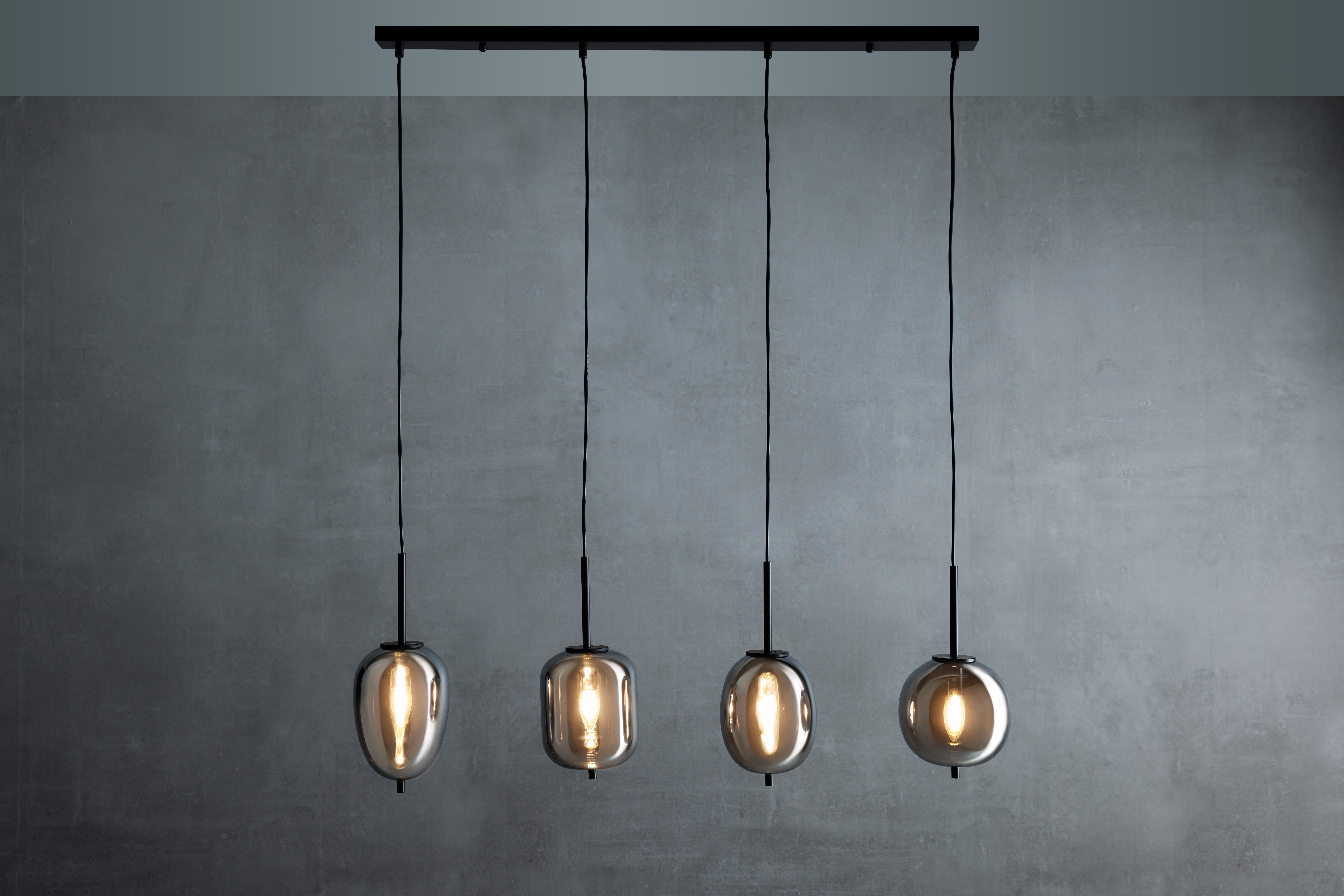 Hängeleuchte Blacky in Grau/Schwarz max. 40 Watt - Schwarz/Grau, MODERN, Glas/Metall (100/18,5/120cm)