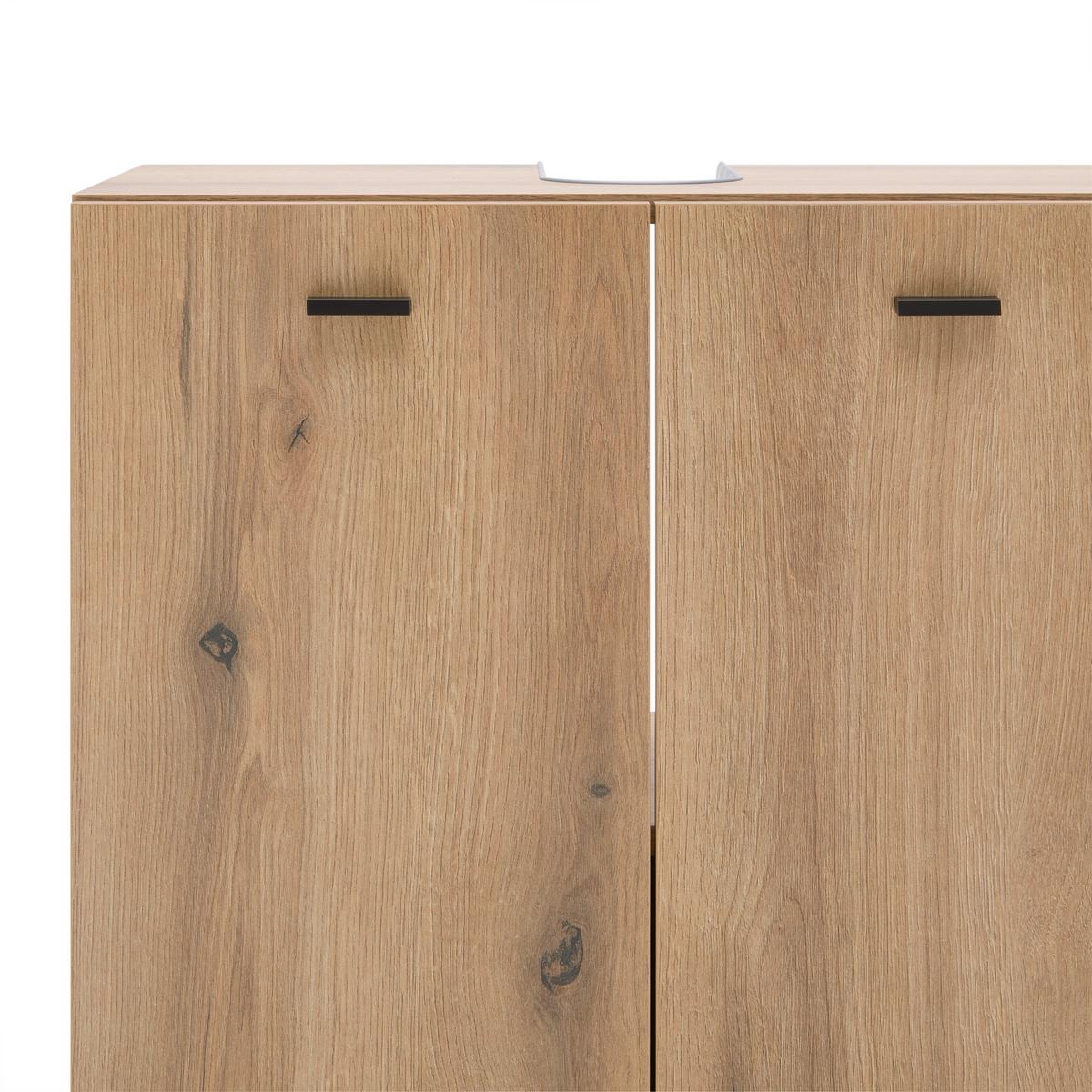 Waschbeckenunterschrank Basix Eichefarben ca.60x55x33cm - Eichefarben/Schwarz, Basics, Holzwerkstoff/Kunststoff (60/55/33cm) - Mömax