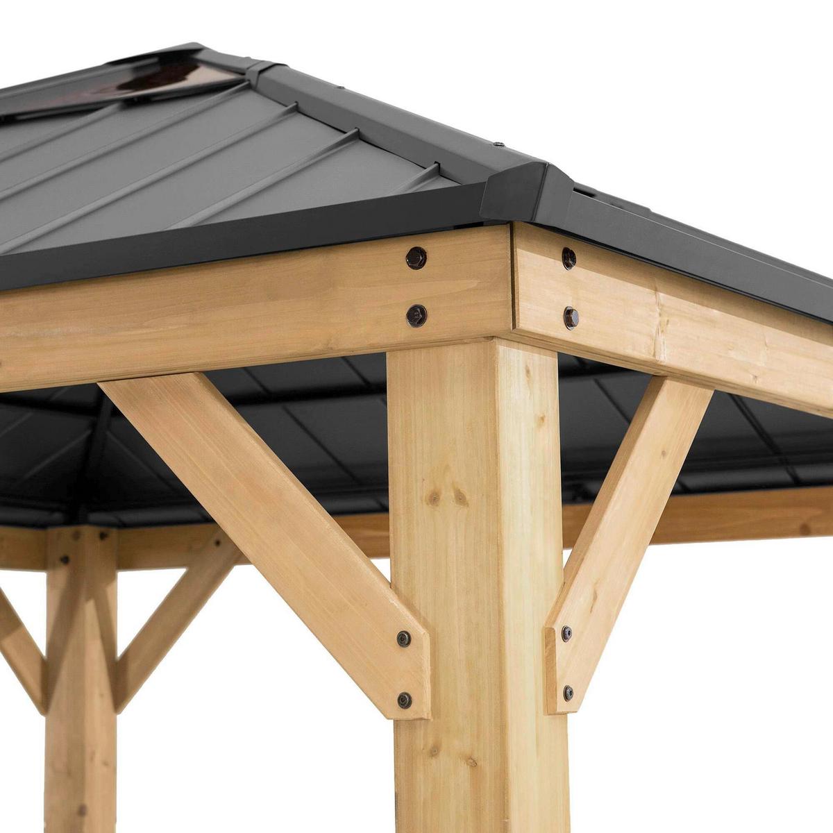 Pavillon Gazebo Pirin Anthrazit Echtholz - Anthrazit, Basics, Kunststoff/Metall (336/287/336cm) - Modante