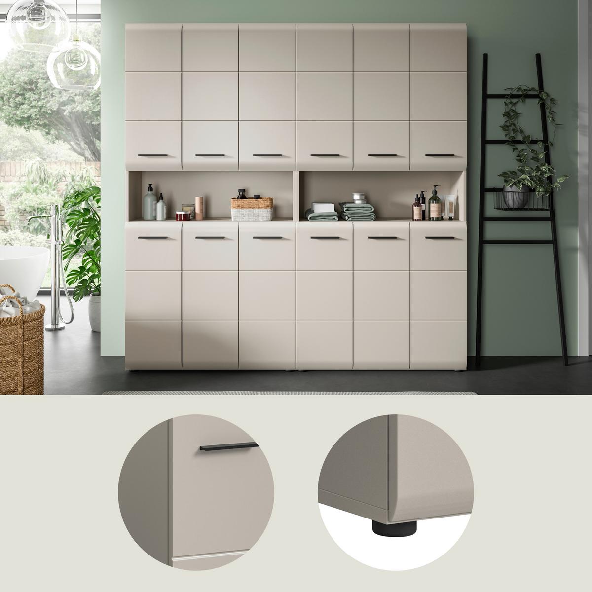 Badezimmer Ice Kaschmir 2-teilig - Kaschmir/Schwarz, Trend, Holzwerkstoff/Kunststoff (180cm) - MID.YOU