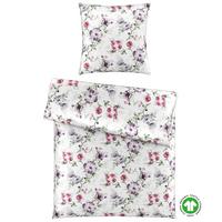 Bettwäsche Bio-Sophia Design Grün/Lila/Weiß ca. 135x200cm - Lila/Weiß, Natur, Textil (135/200cm) - ecoTree