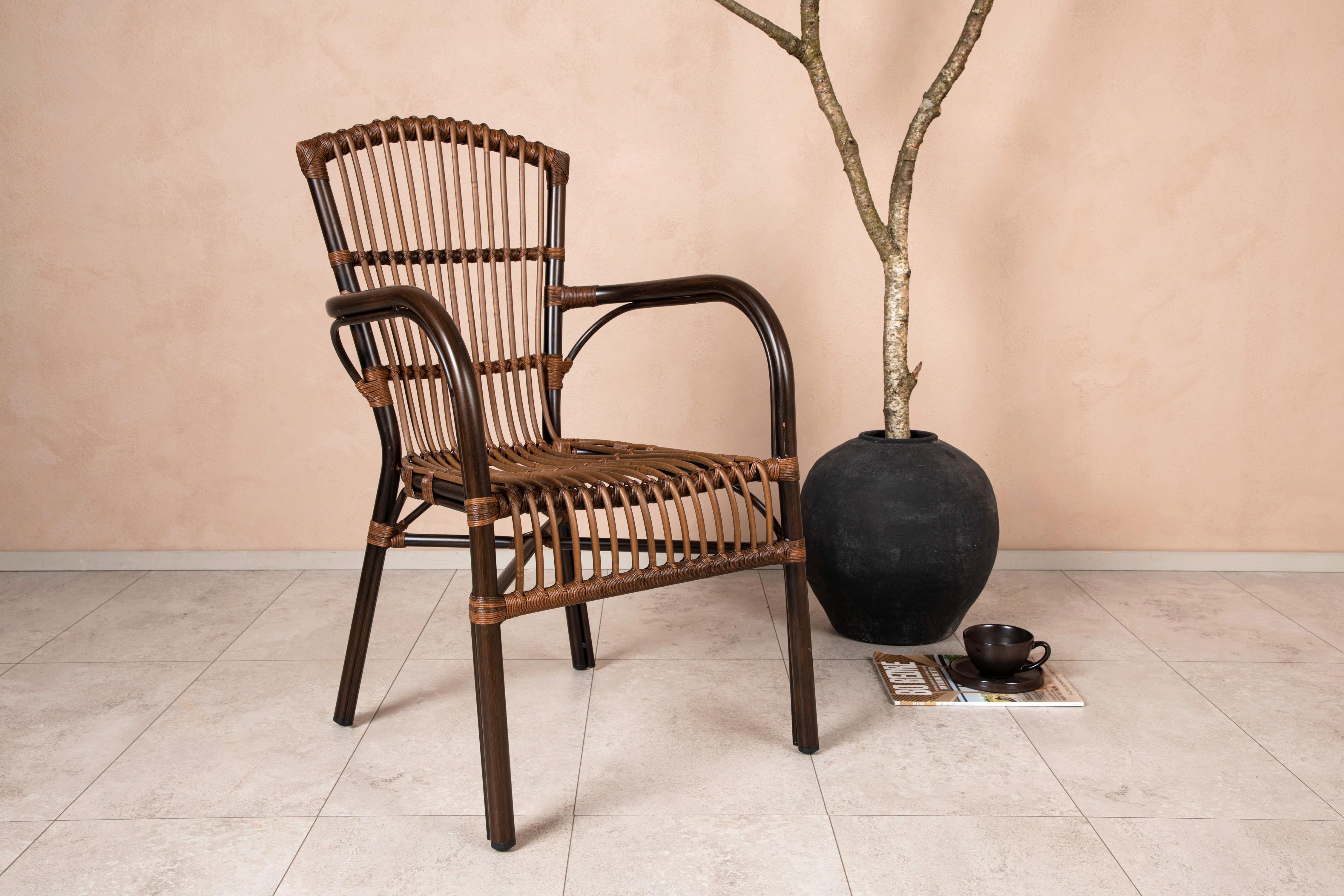 Gartensessel Galera ca. 55x90x63 cm Braun - Braun, KONVENTIONELL, Metall (55/90/63cm) - Gardenson