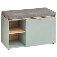 Garderobenbank Bari in Grün/Eiche Artisan - Silberfarben/Hellgrau, MODERN, Holzwerkstoff/Kunststoff (78/50/38cm) - Premium Living