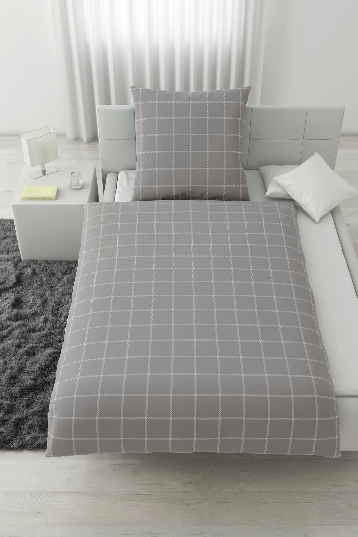 Bettwäsche Karo Allover Hellgrau ca. 135x200cm - Hellgrau, KONVENTIONELL, Textil (135/200cm) - Mömax