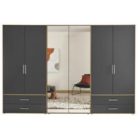 Șifonier VELAS - grafit/stejar Artisan, Konventionell, sticlă/material pe bază de lemn (305/207/58cm) - Modern Living