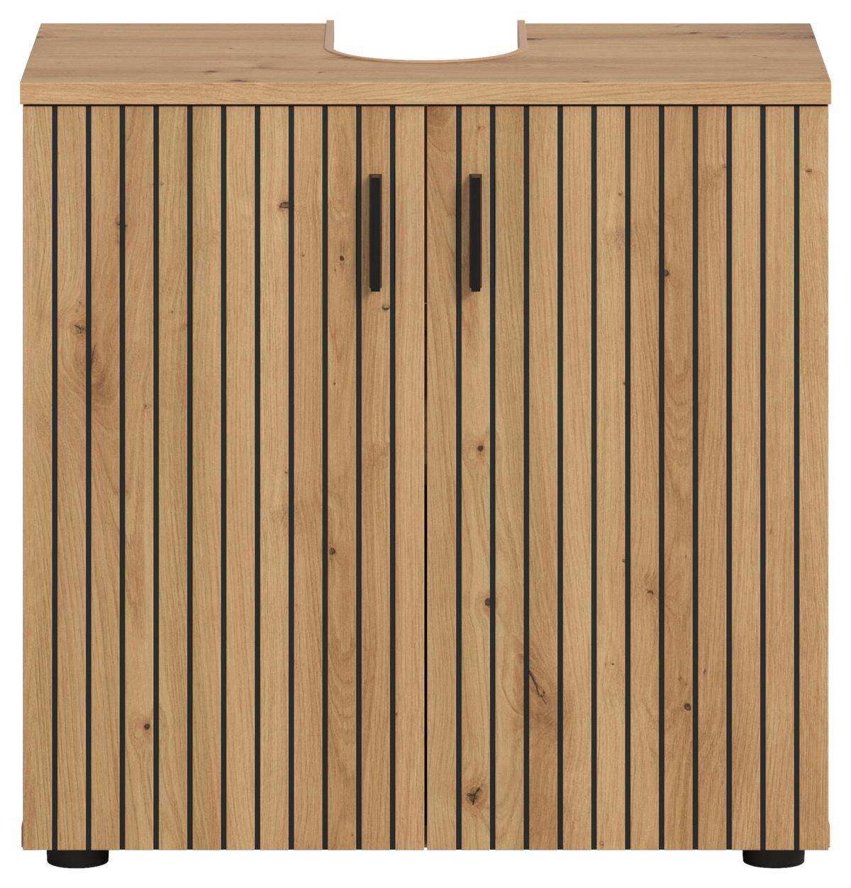 WASCHBECKENUNTERSCHRANK MONE - Schwarz/Eiche Artisan, Basics, Holzwerkstoff/Kunststoff (60/59/30cm) - MID.YOU