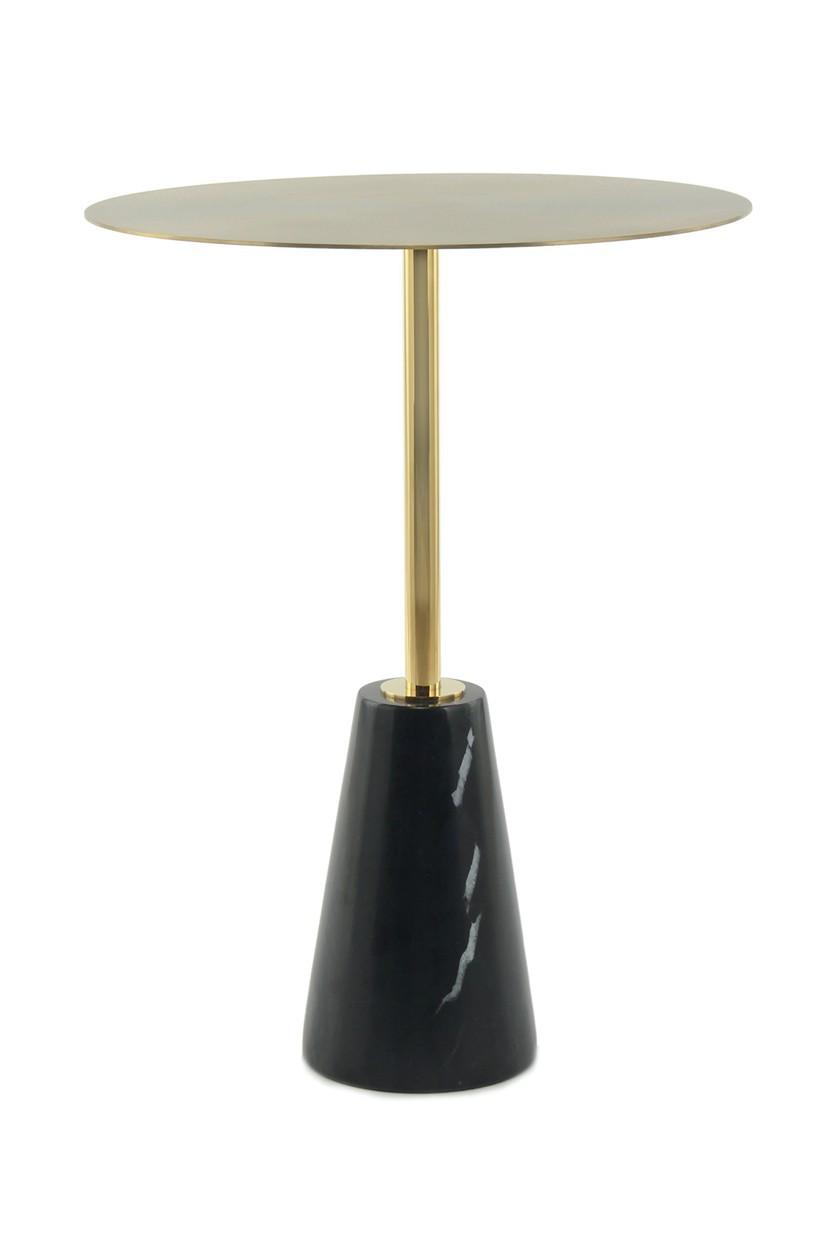 Beistelltisch Oscar 300 Schwarz - Goldfarben/Schwarz, Design, Glas/Stein (40/53/40cm) - Kayoom