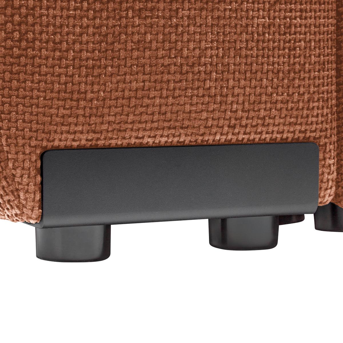 Wohnlandschaft Bolonia Terracotta - Schwarz Hochglanz/Terracotta, MODERN, Textil/Metall (273/93/166cm) - Mömax
