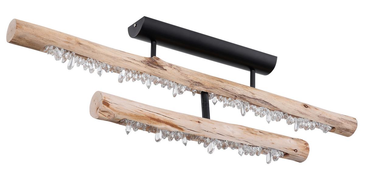 LED-DECKENLEUCHTE 15354-30D FELICITAS - Klar/Schwarz, Natur, Holz/Kunststoff (100/8/30cm) - Globo