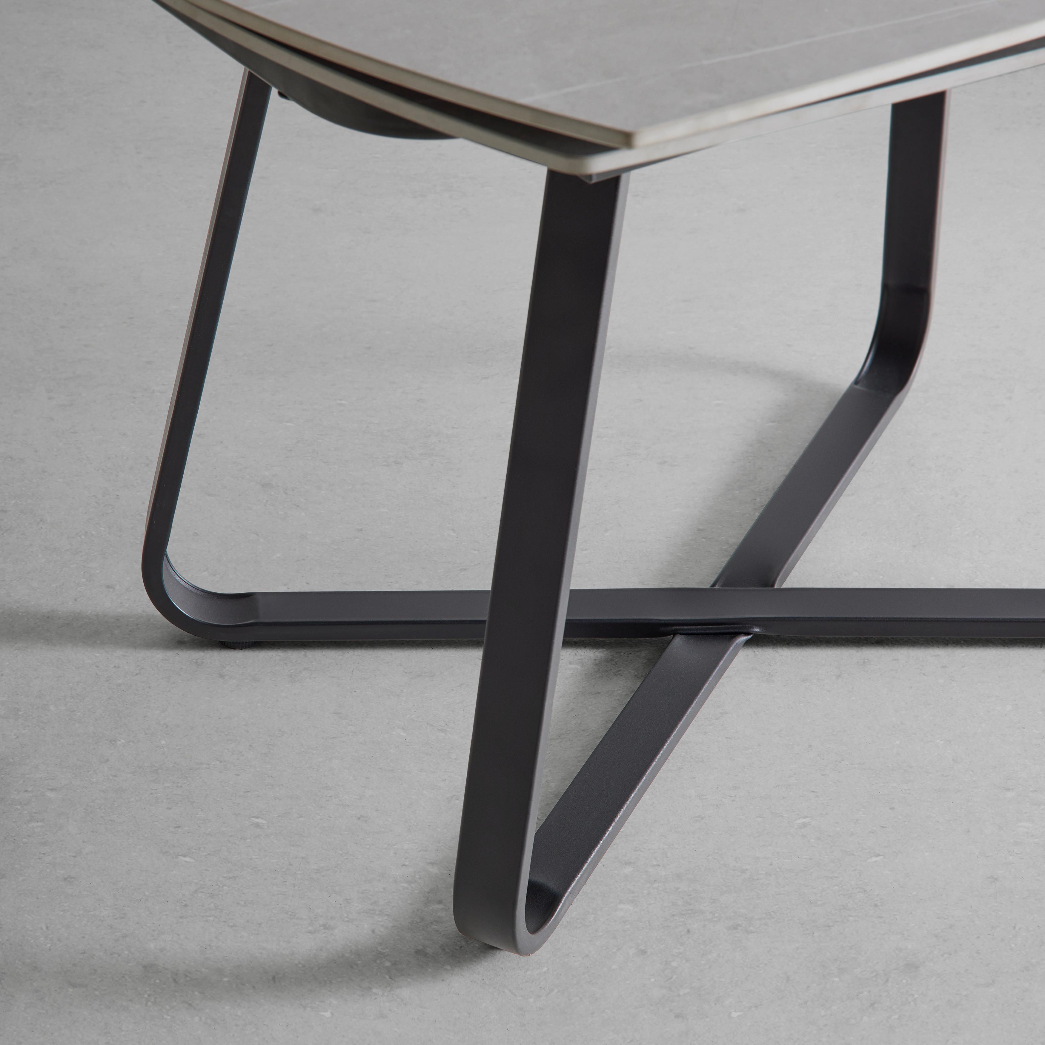 Kihúzható Asztal Matera - fekete, modern, fém/kerámia (120-180/90/76cm) - Bessagi Home